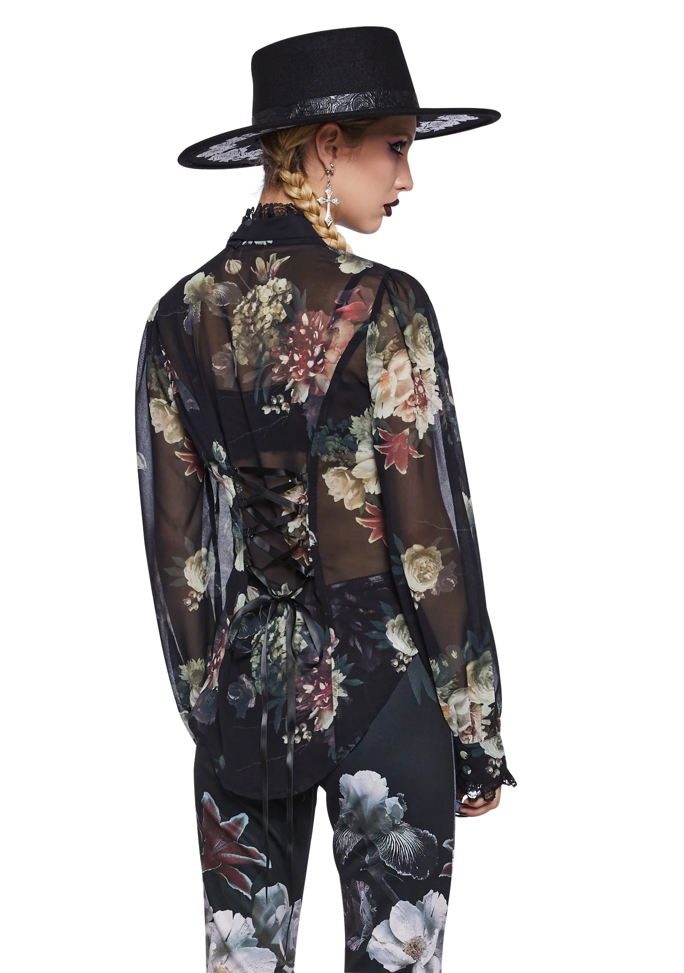 I'm No Angel Chiffon Blouse - Floral - Image 4