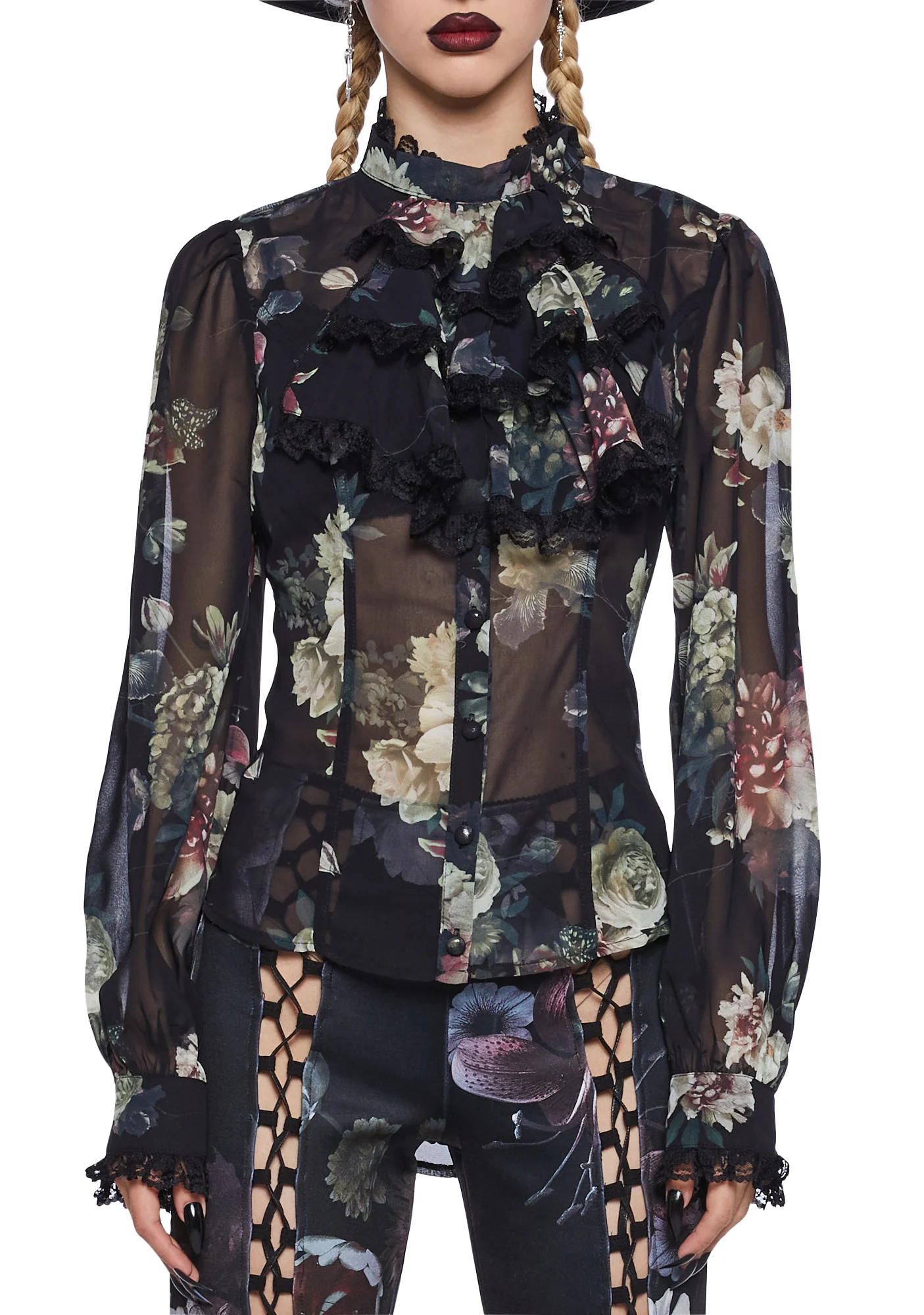 I'm No Angel Chiffon Blouse - Floral - Image 5