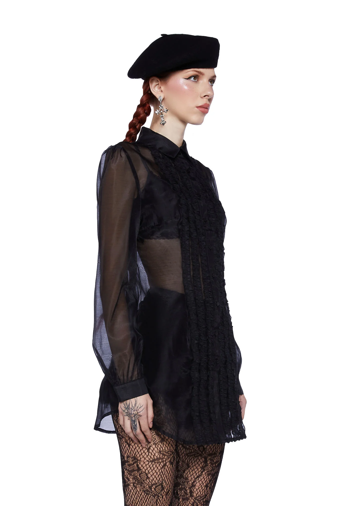 I Totally Paused Sheer Top - Black - Image 3