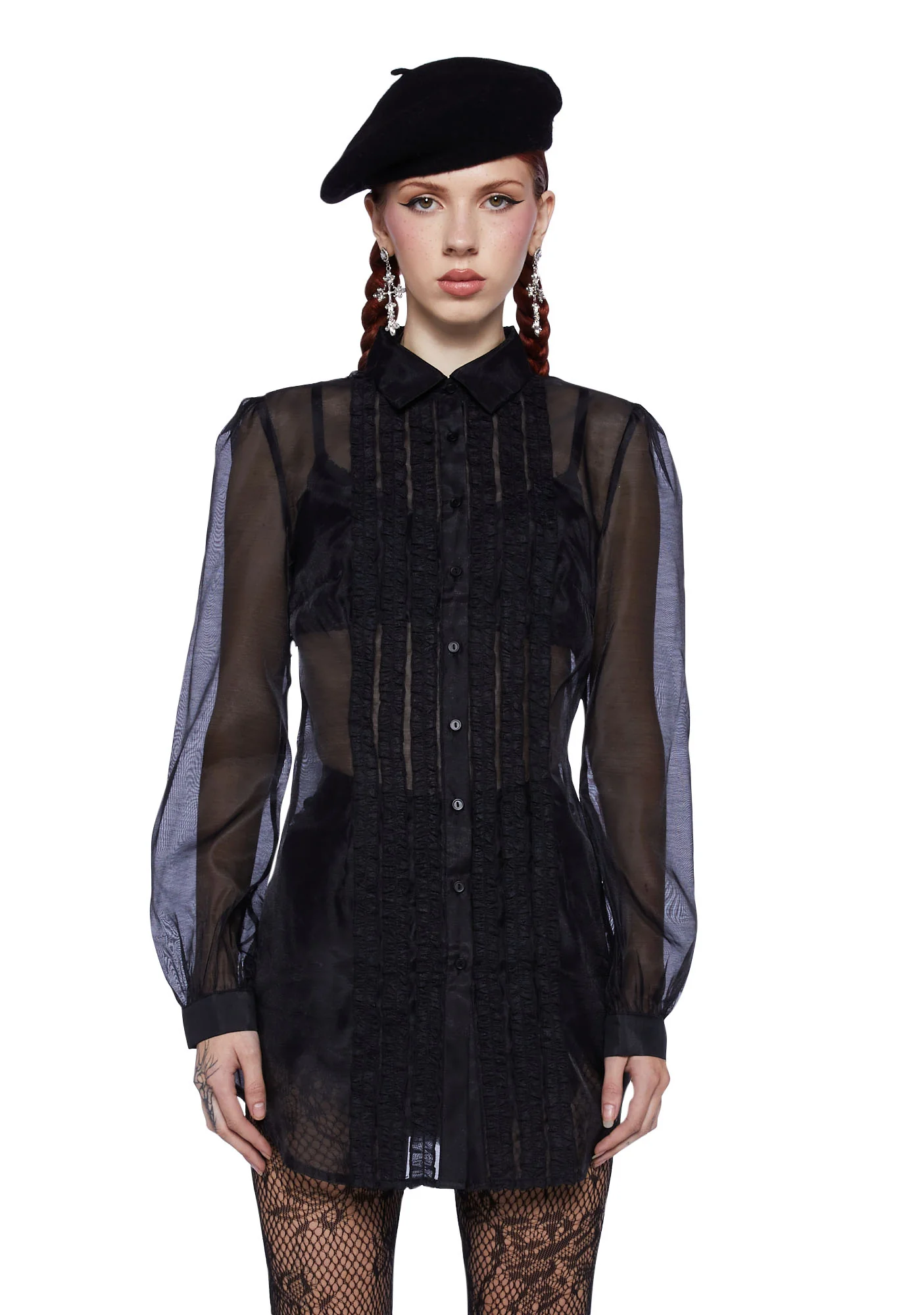 I Totally Paused Sheer Top - Black - Image 5