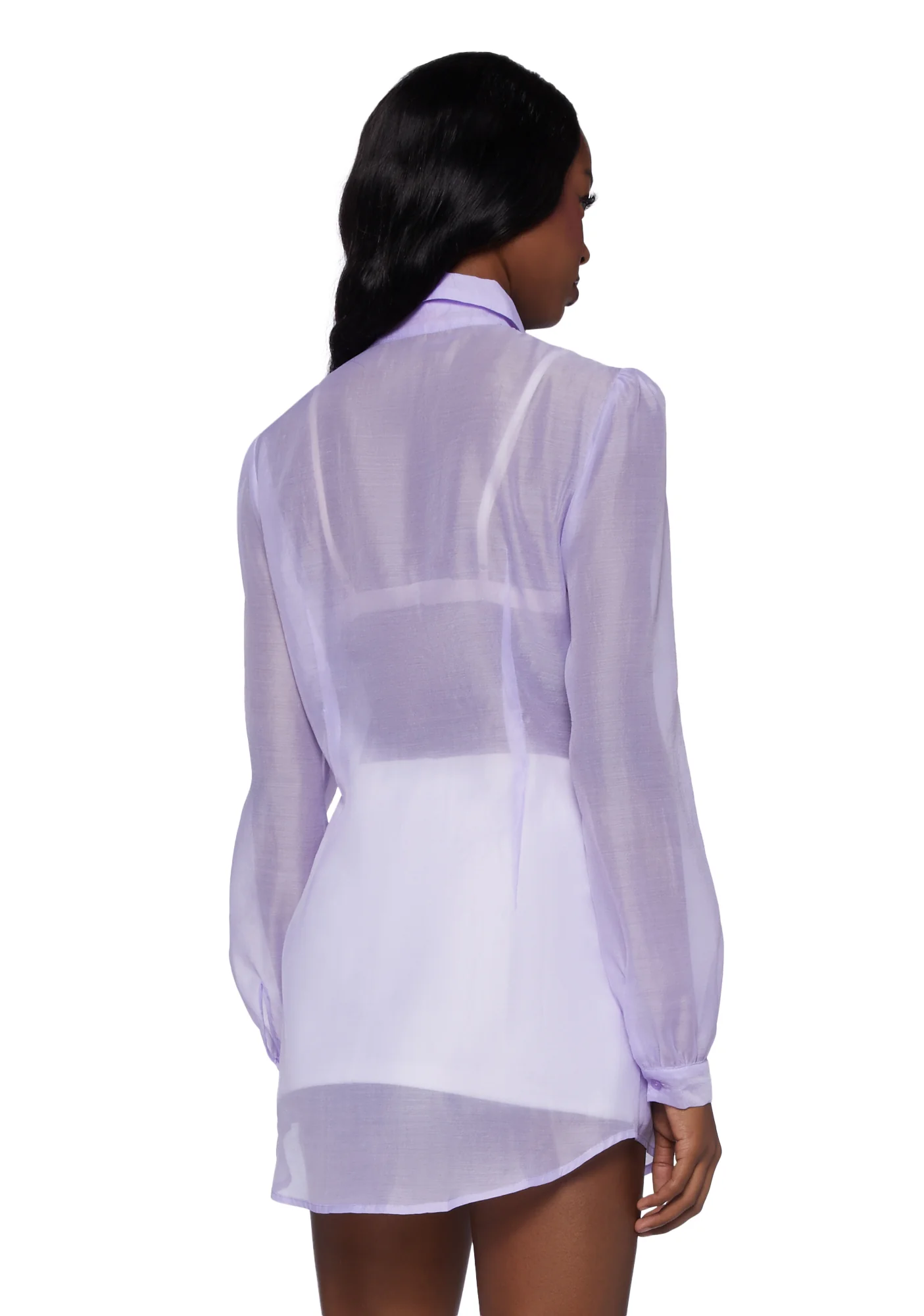 I Totally Paused Sheer Top- Purple - Image 4