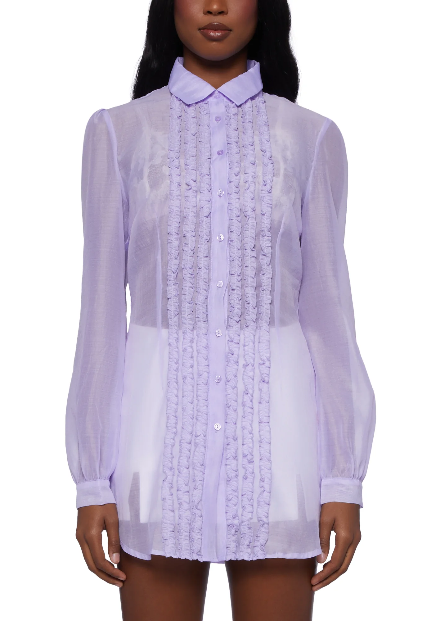 I Totally Paused Sheer Top- Purple - Image 5