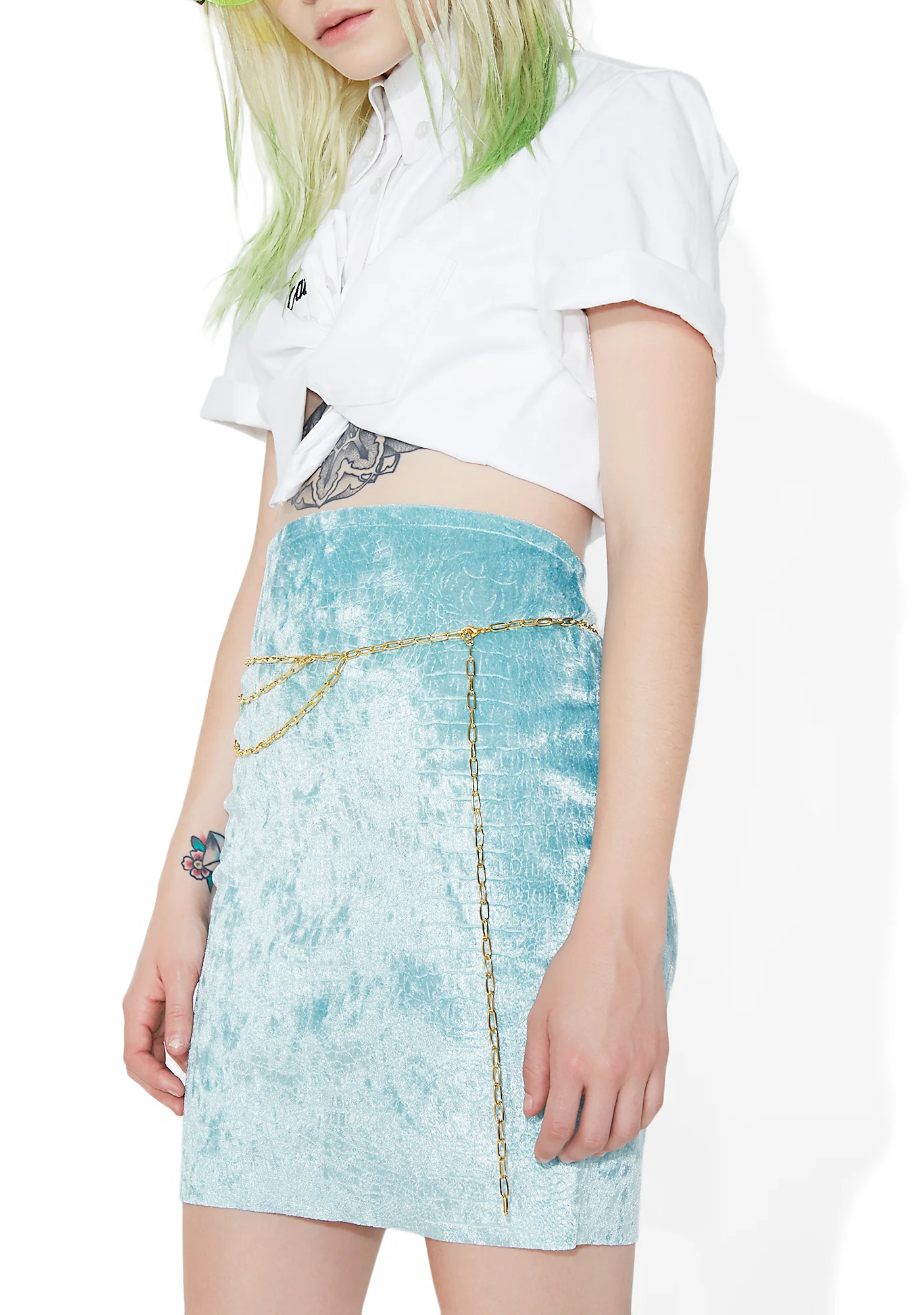 Ice Blue Croc Skirt - Image 3