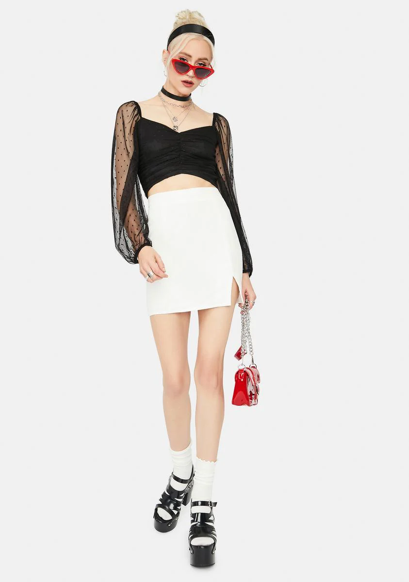 Icy Bossy Title Side Front Slit Mini Skirt - Image 3
