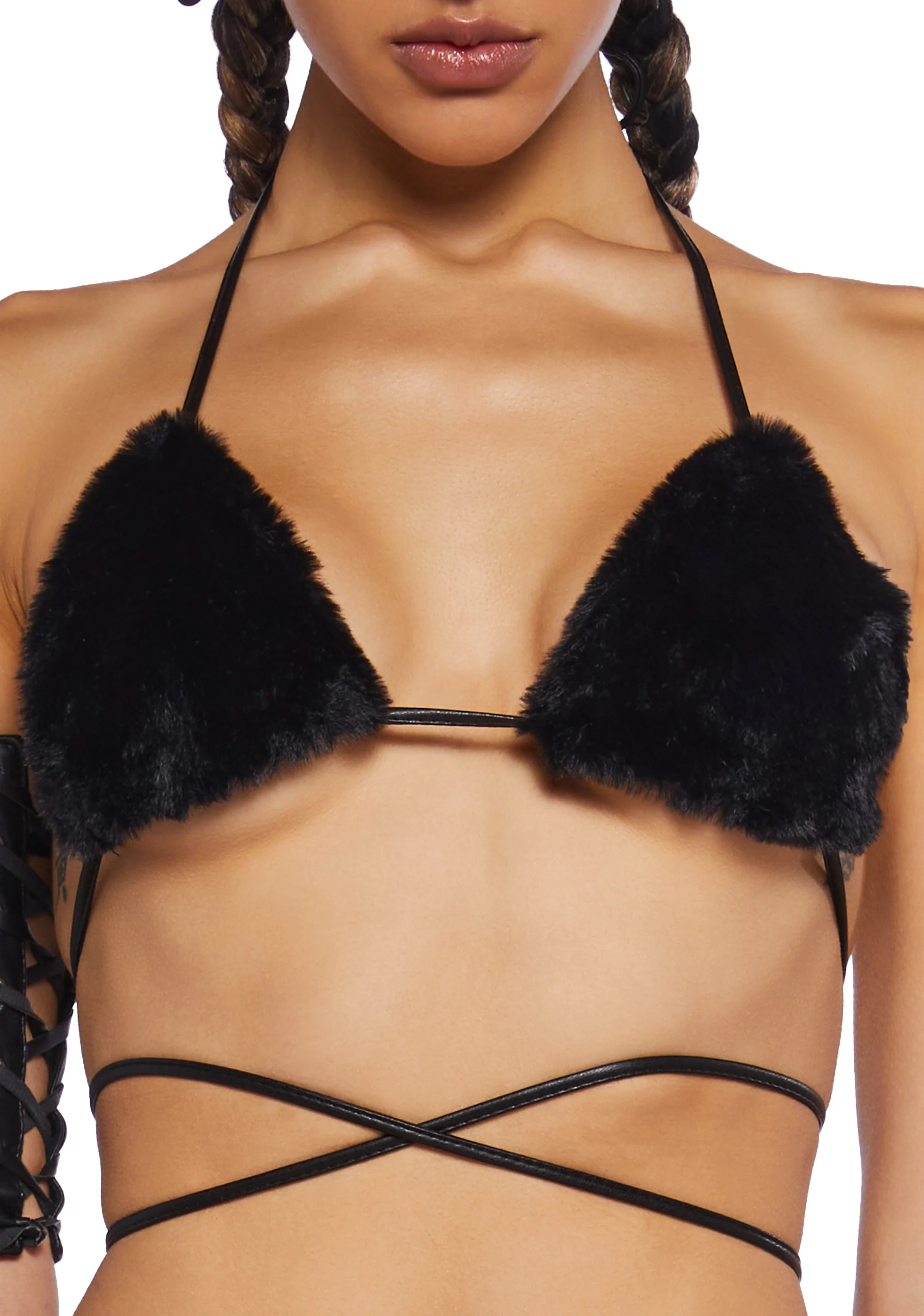 Icy Revival Faux Fur Top - Black - Image 5