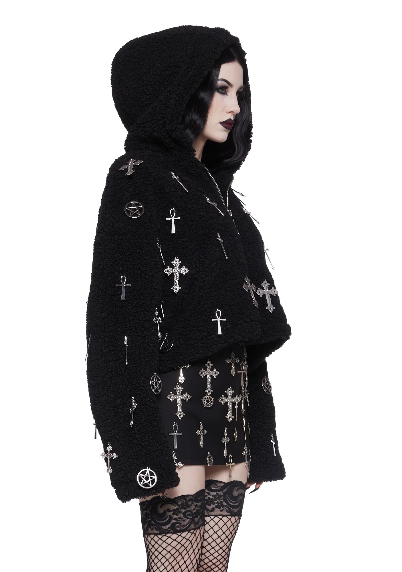 Idol Worship Hooded Sherpa Jacket - Image 3
