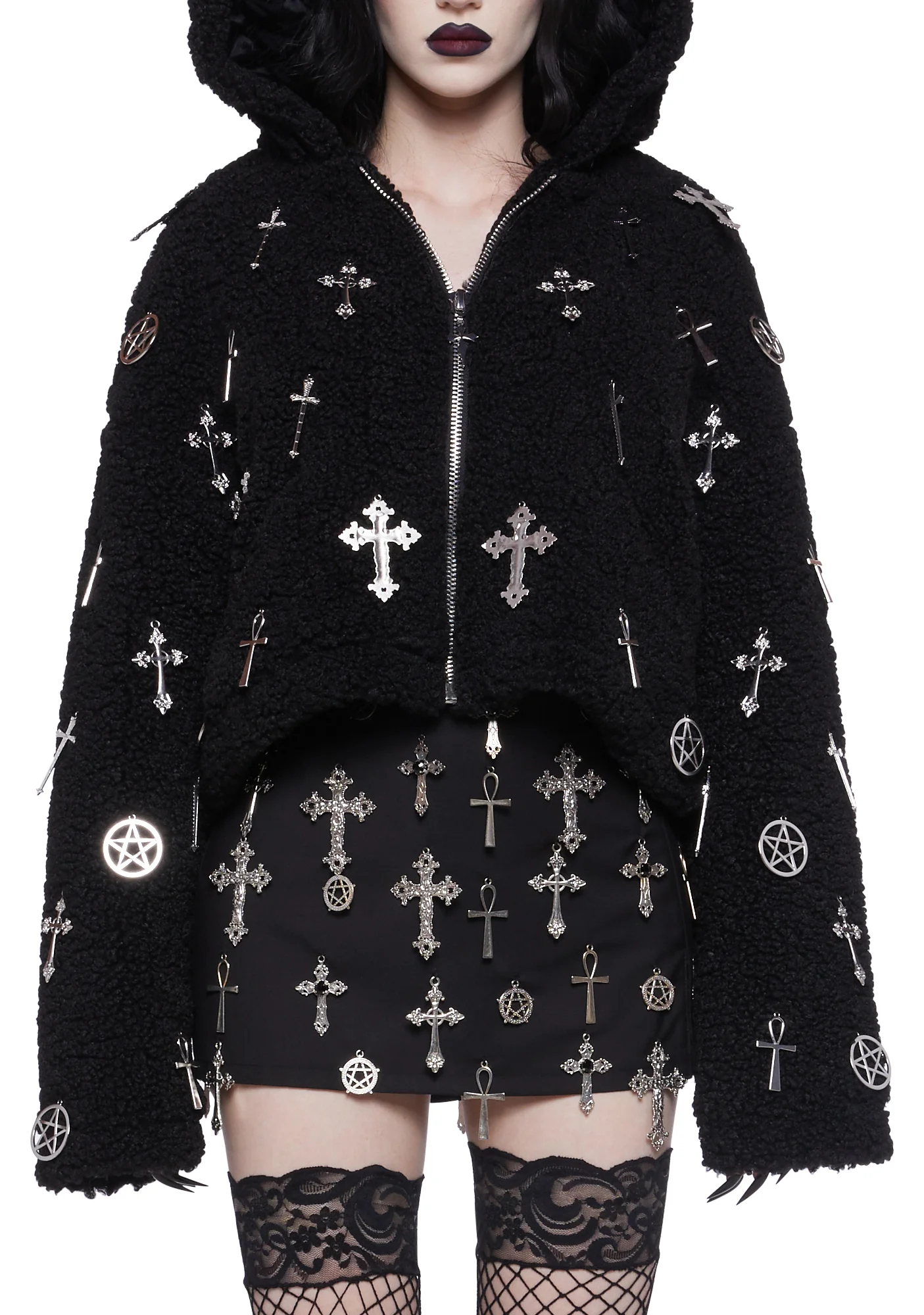 Idol Worship Hooded Sherpa Jacket - Image 5