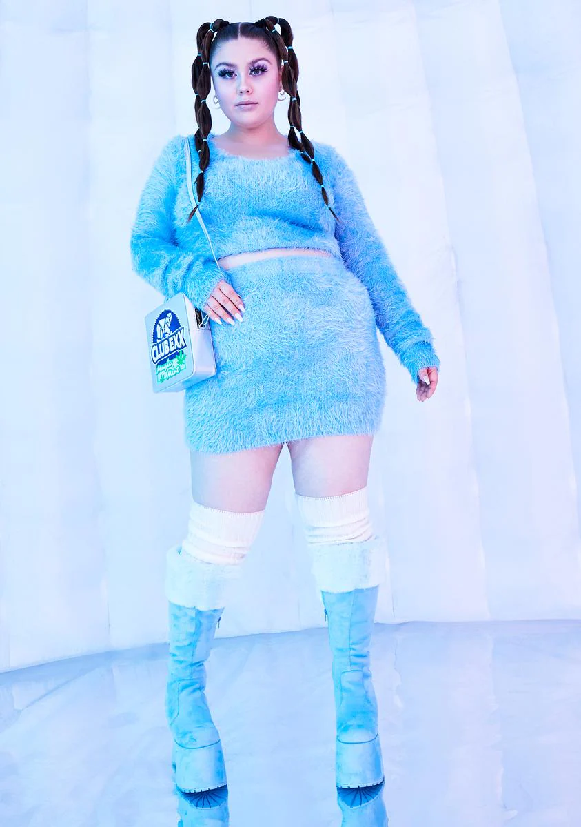 I'll Freeze U Out Fuzzy Knit Mini Skirt - Image 3