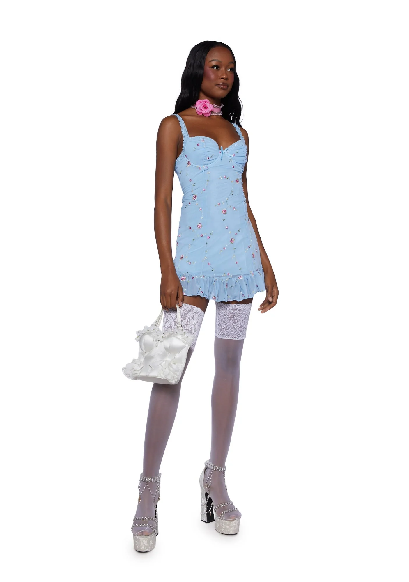 I'm Baby Mini Slip Dress - Light Blue - Image 2