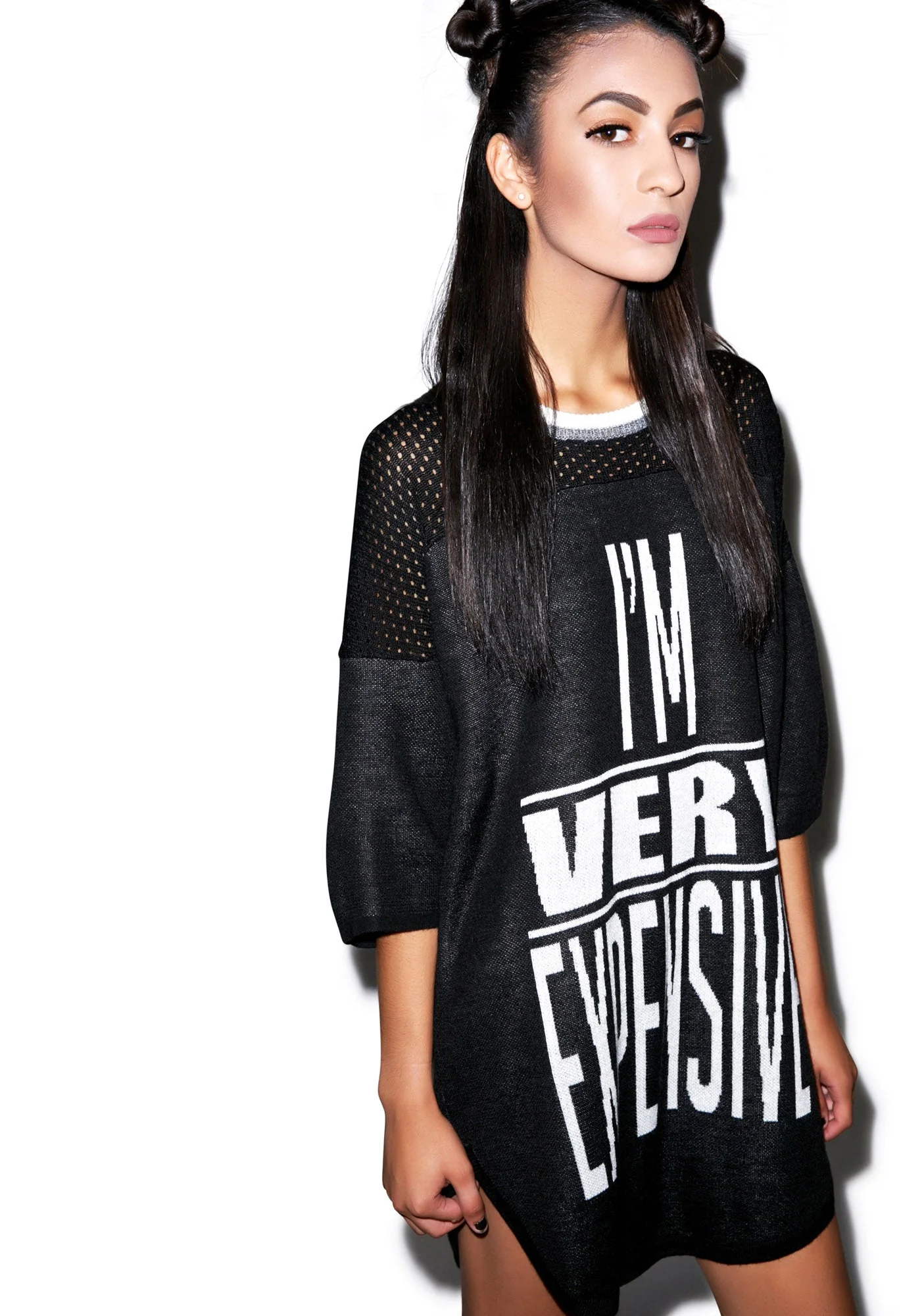 I'm Very Expensive Knit Dress - Black - Image 2