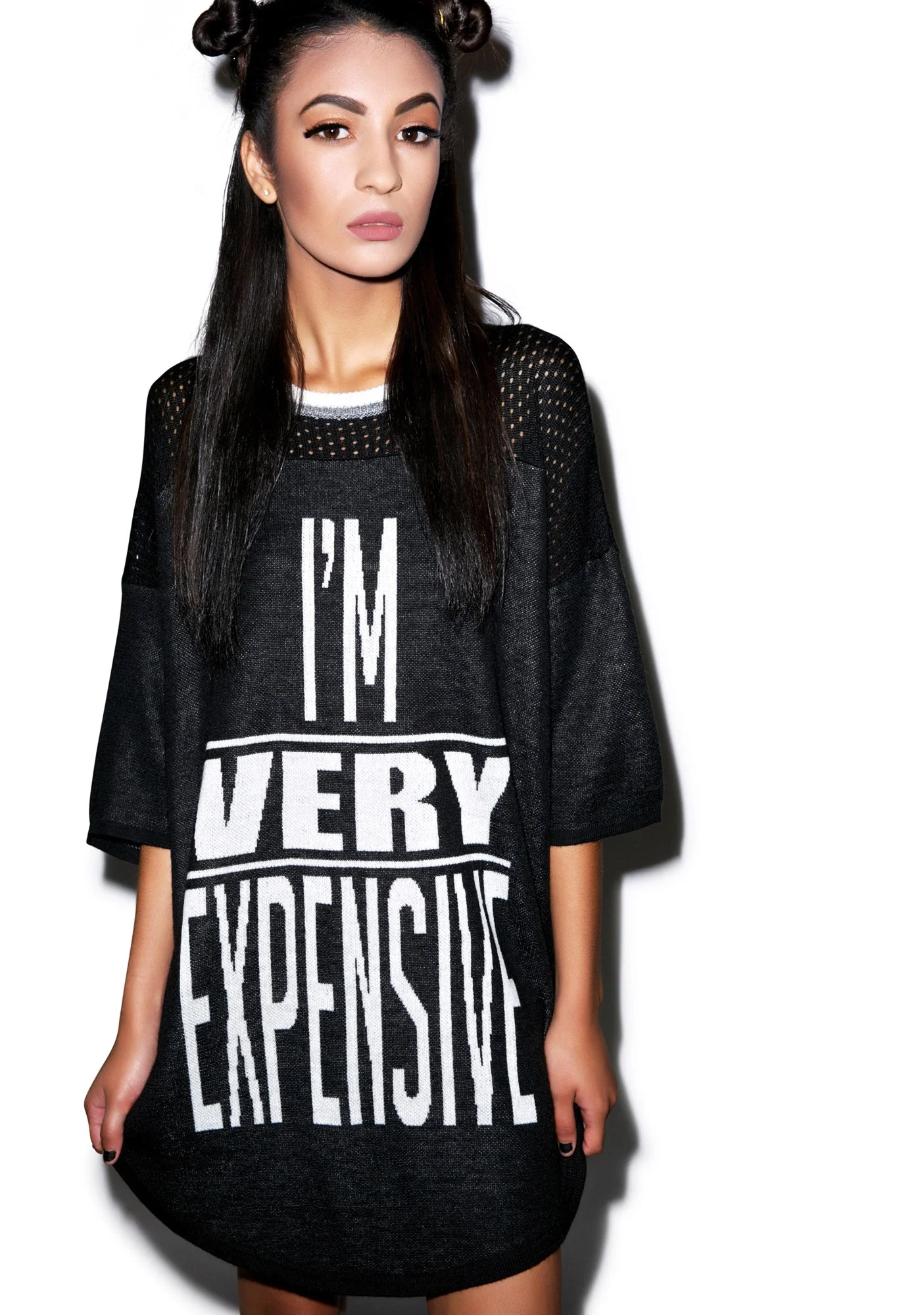 I'm Very Expensive Knit Dress - Black - Image 3