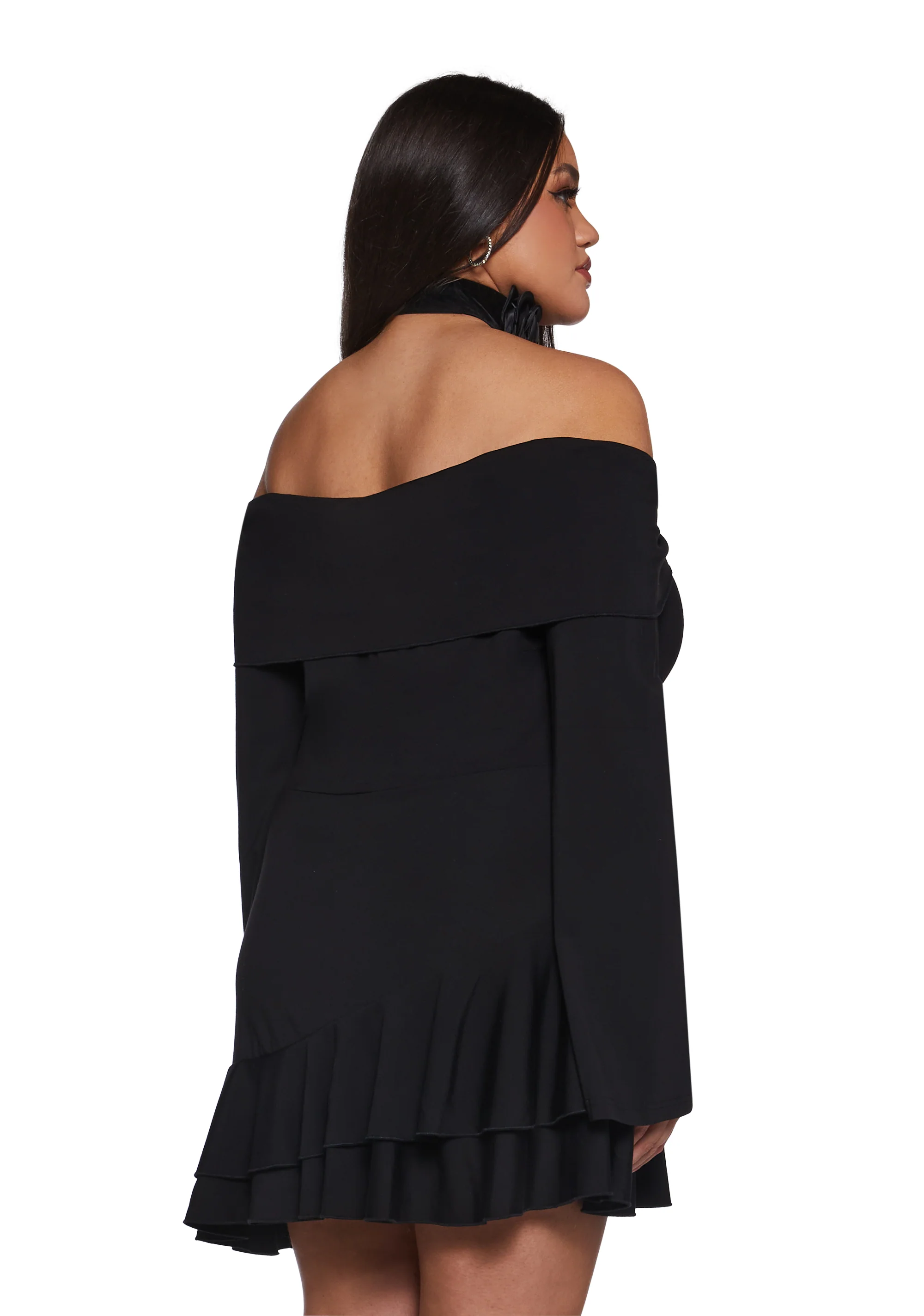 In Her Element Off The Shoulder Dress - Black - Image 8