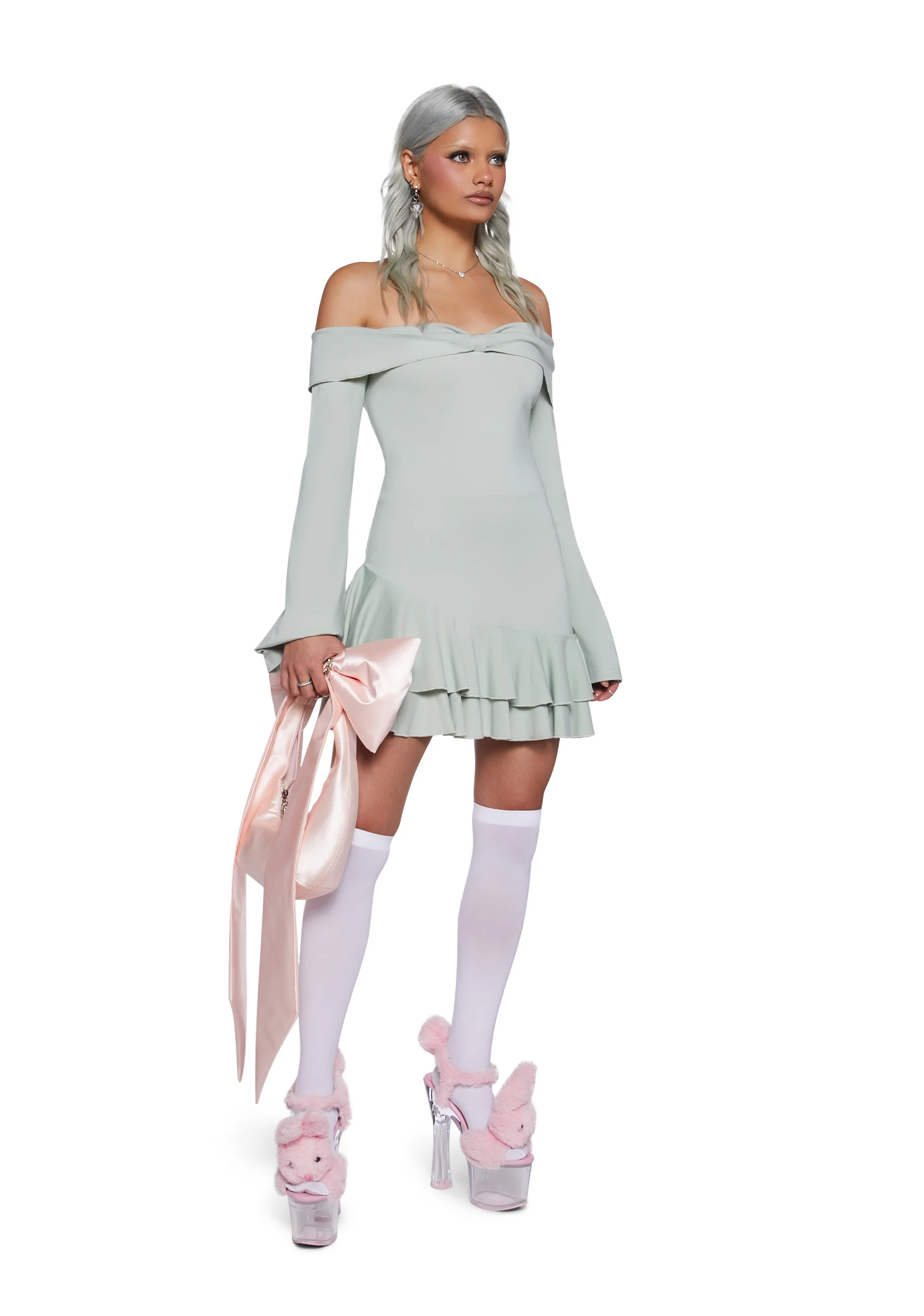 In Her Element Off The Shoulder Dress - Green - Image 2