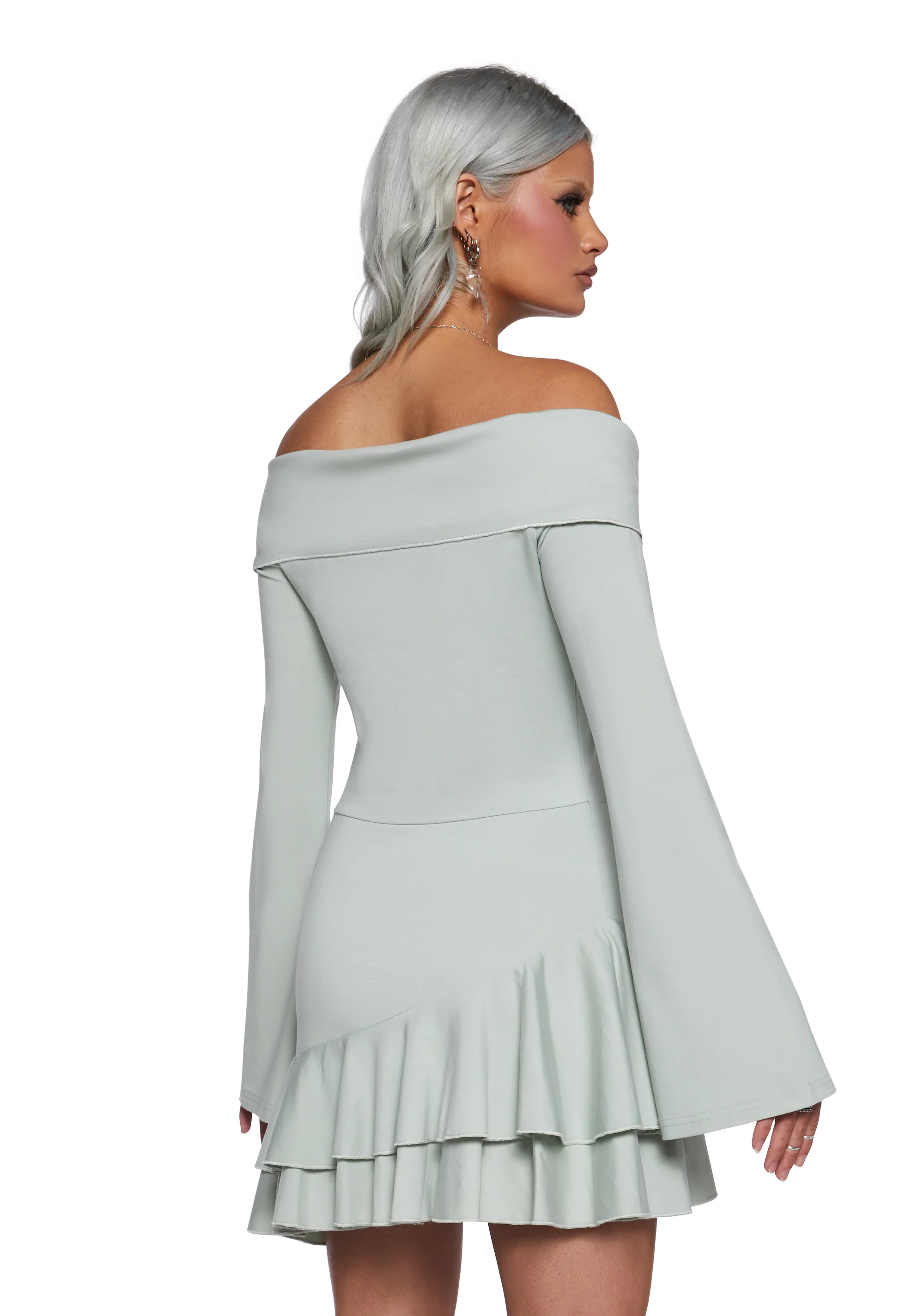 In Her Element Off The Shoulder Dress - Green - Image 4