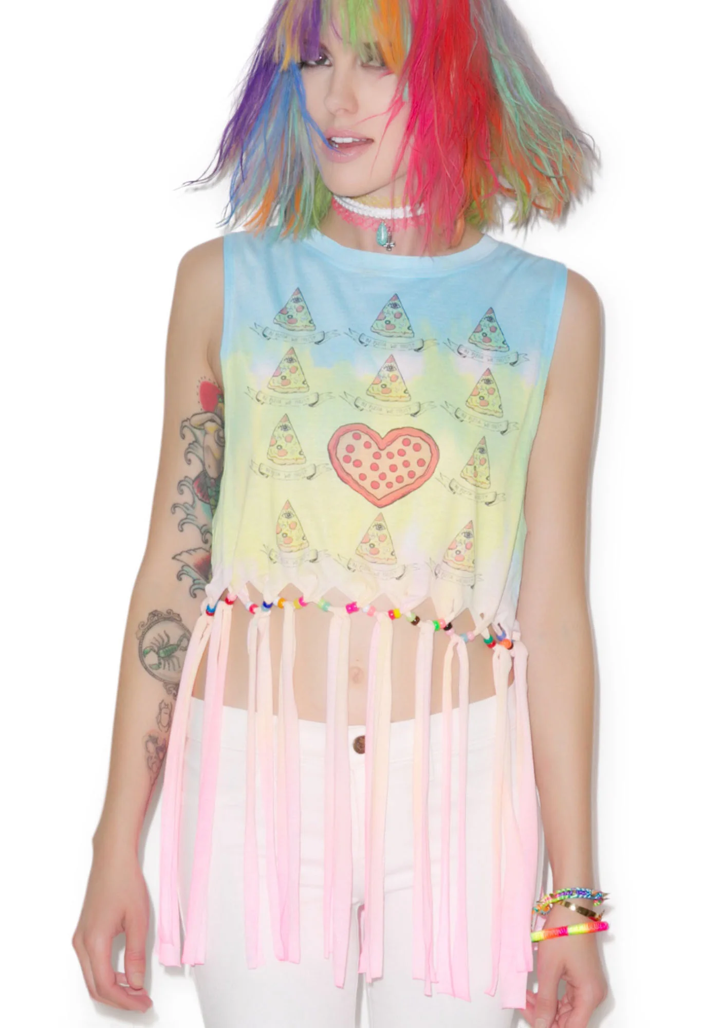 In Pizza We Trust Fringe Tank - Image 2