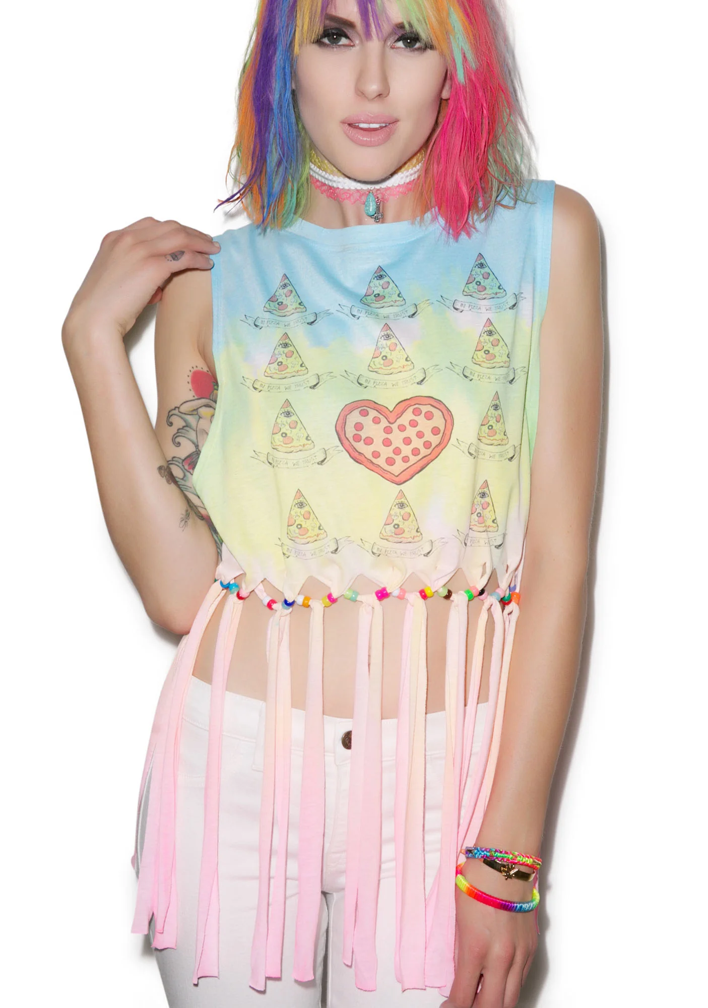 In Pizza We Trust Fringe Tank - Image 3