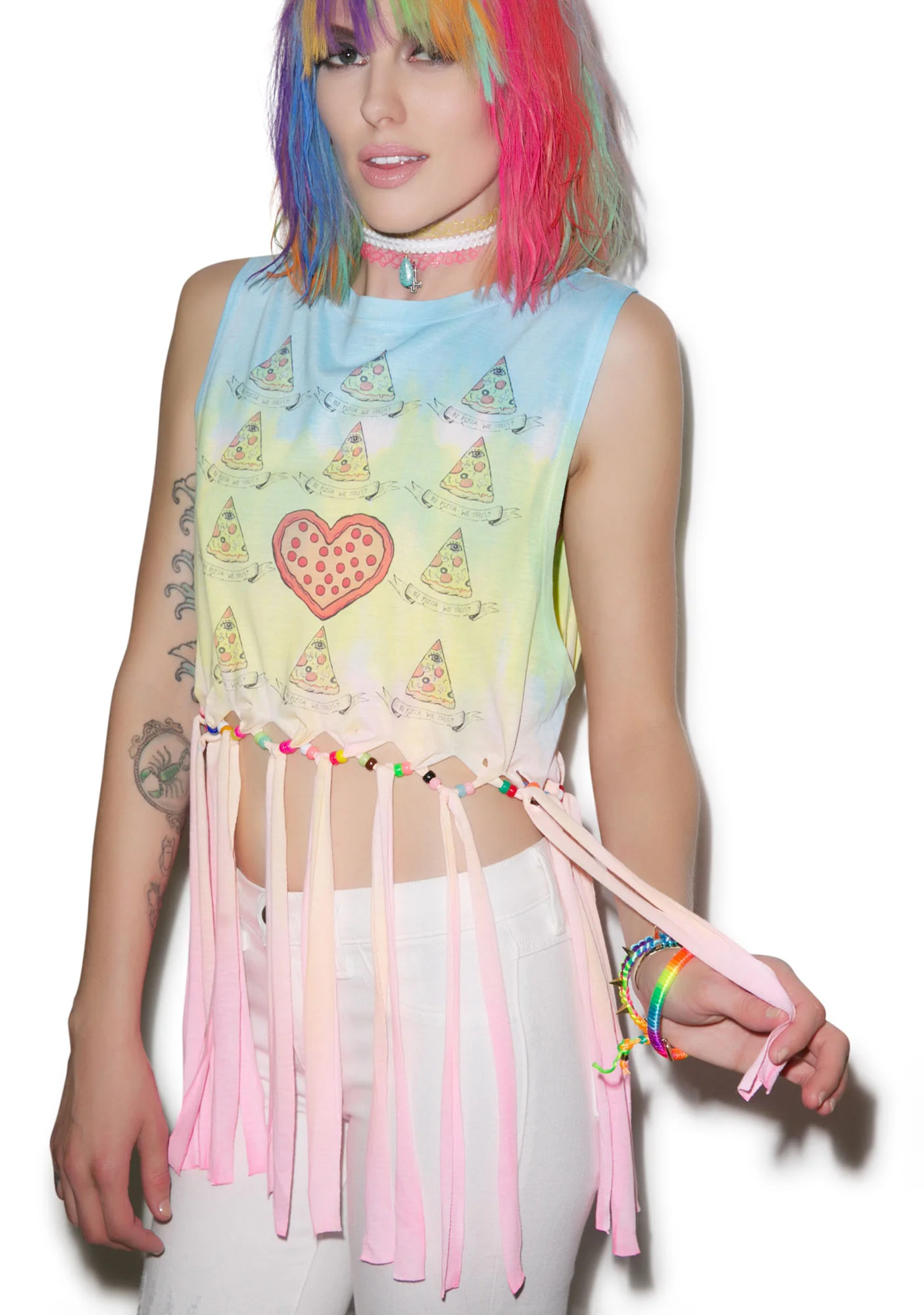 In Pizza We Trust Fringe Tank - Image 5