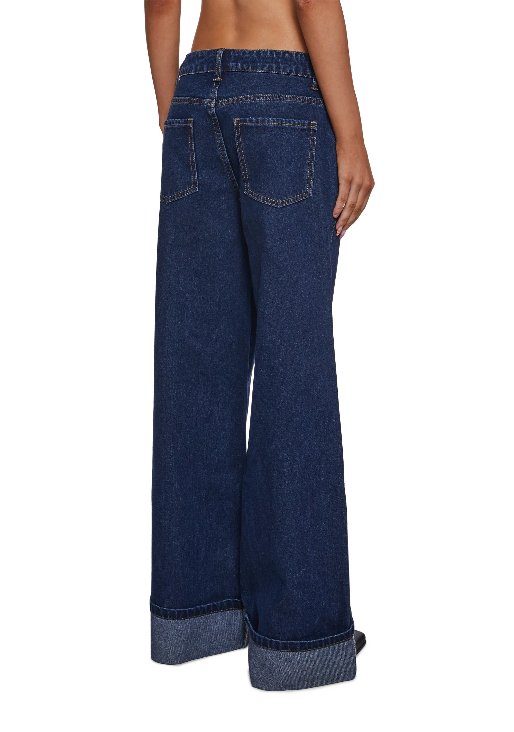 Bella Wide Leg Cuff Jeans - Image 4