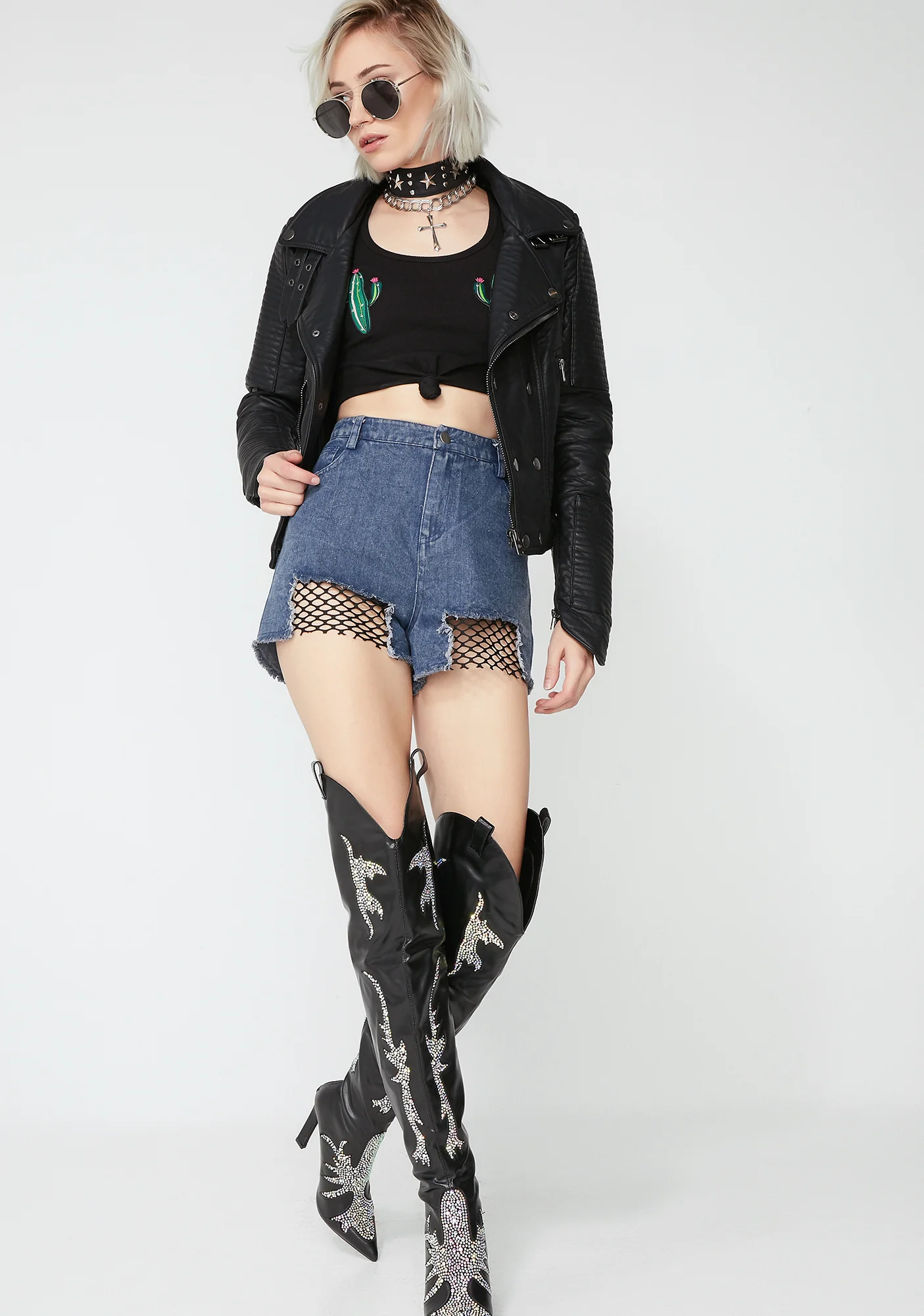 Indigo Line Of Attack Denim Shorts - Image 3