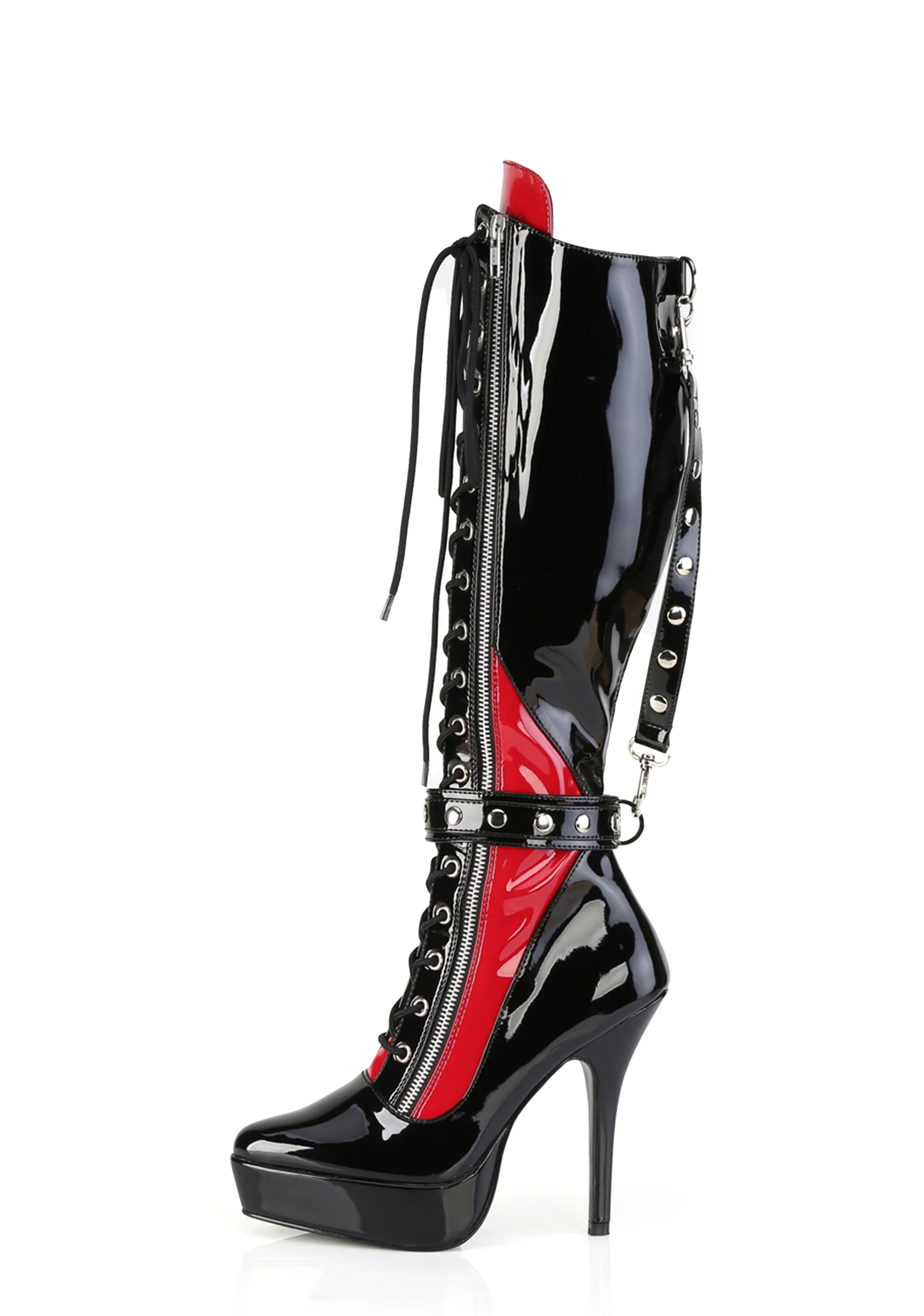 Indulge-2028 Platform Knee High Boots-Black-Red - Image 2