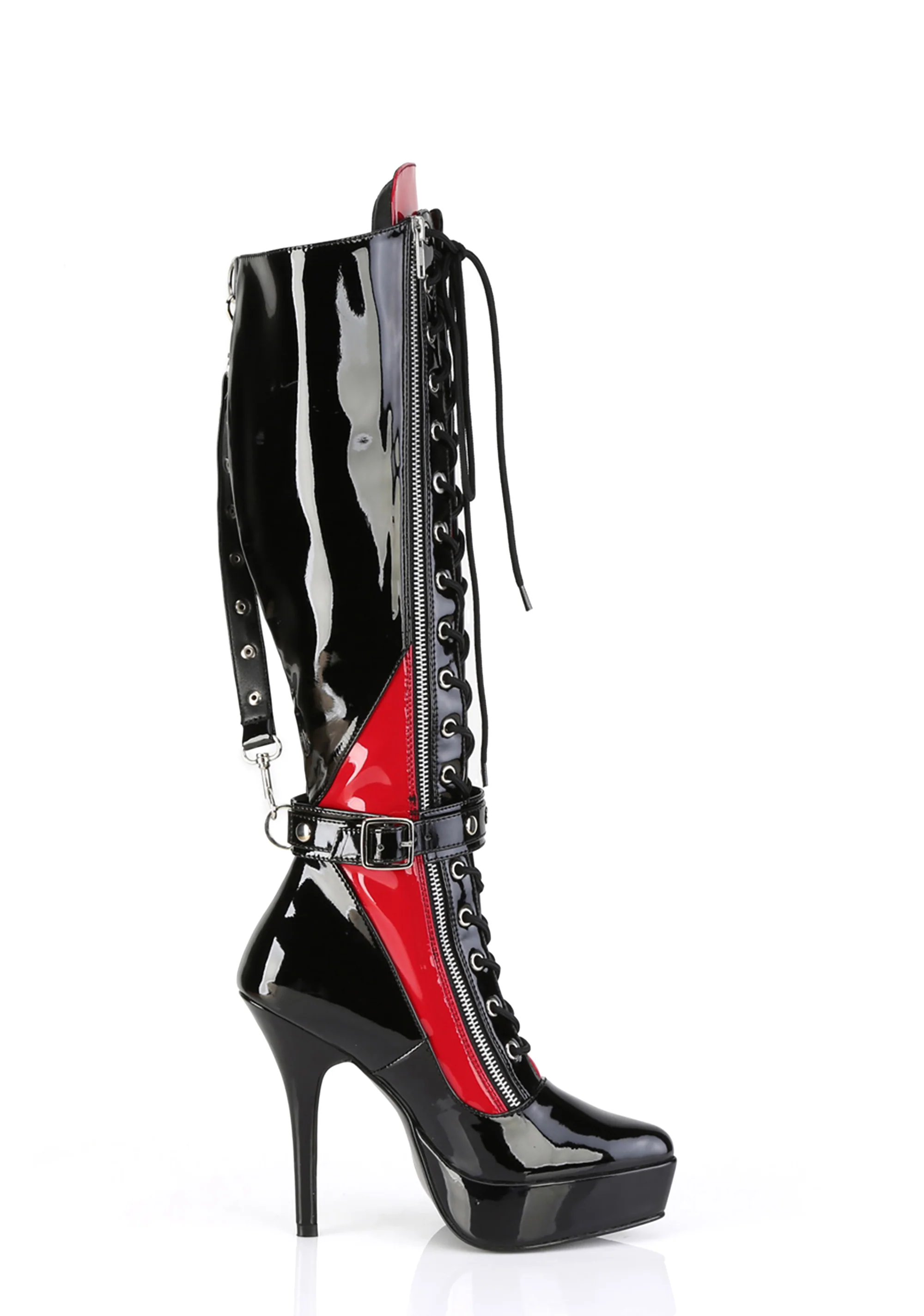 Indulge-2028 Platform Knee High Boots-Black-Red - Image 6