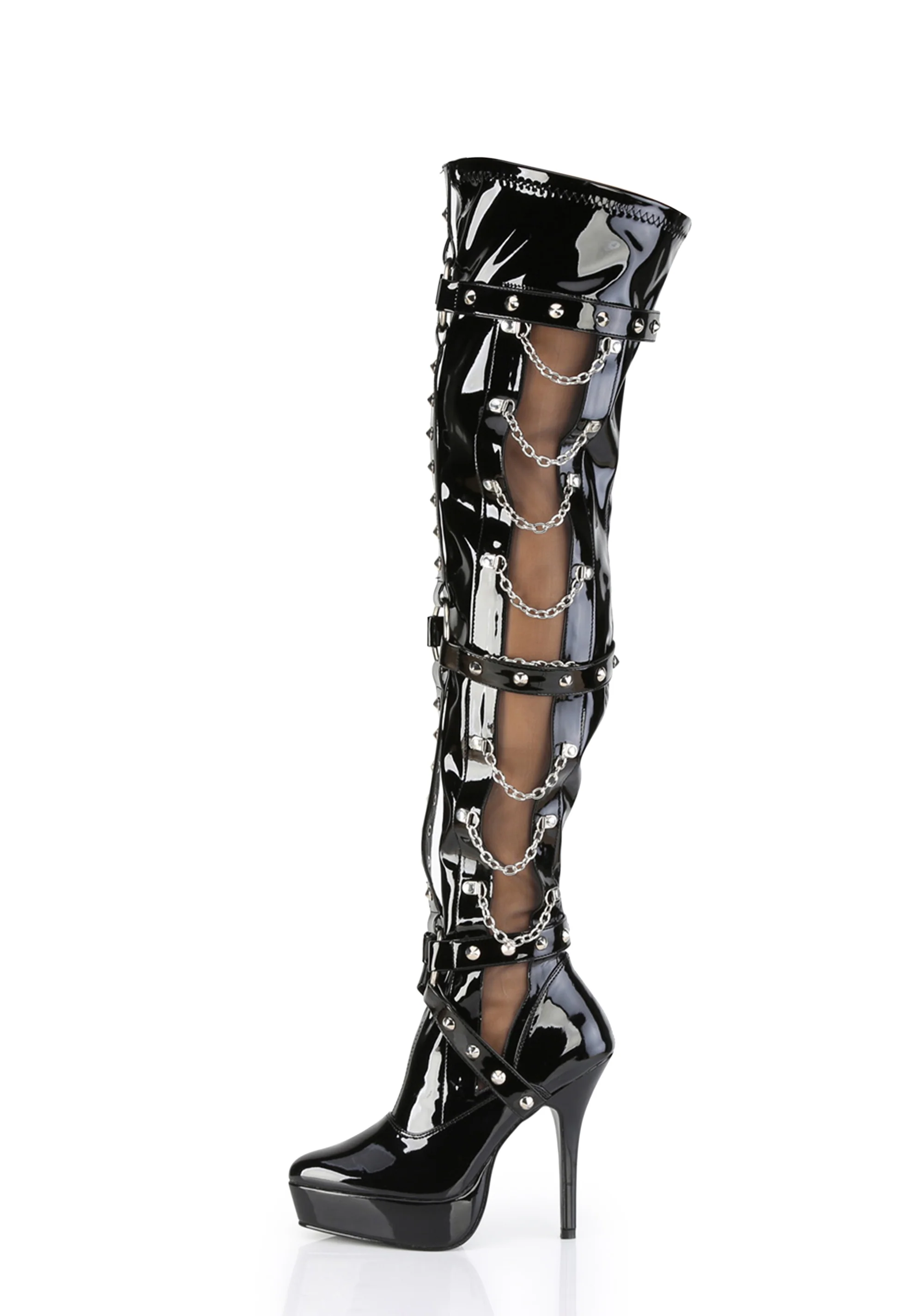 Indulge-3026 Platform Thigh High Boots-Black - Image 3