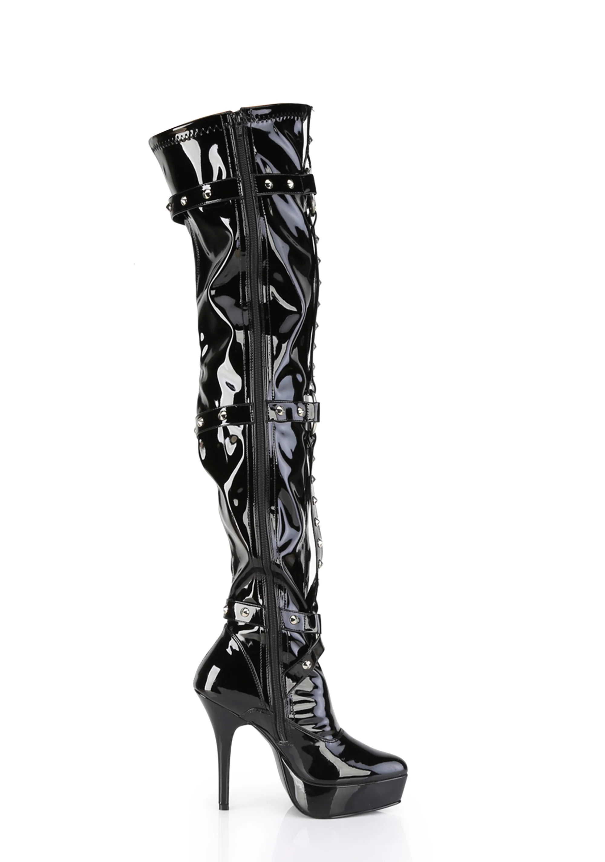 Indulge-3026 Platform Thigh High Boots-Black - Image 4