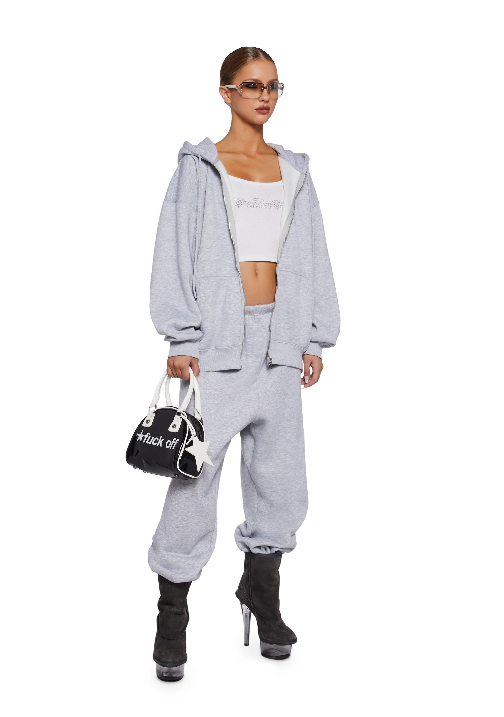 Indulge Me Zip-Up Hoodie - Gray - Image 2