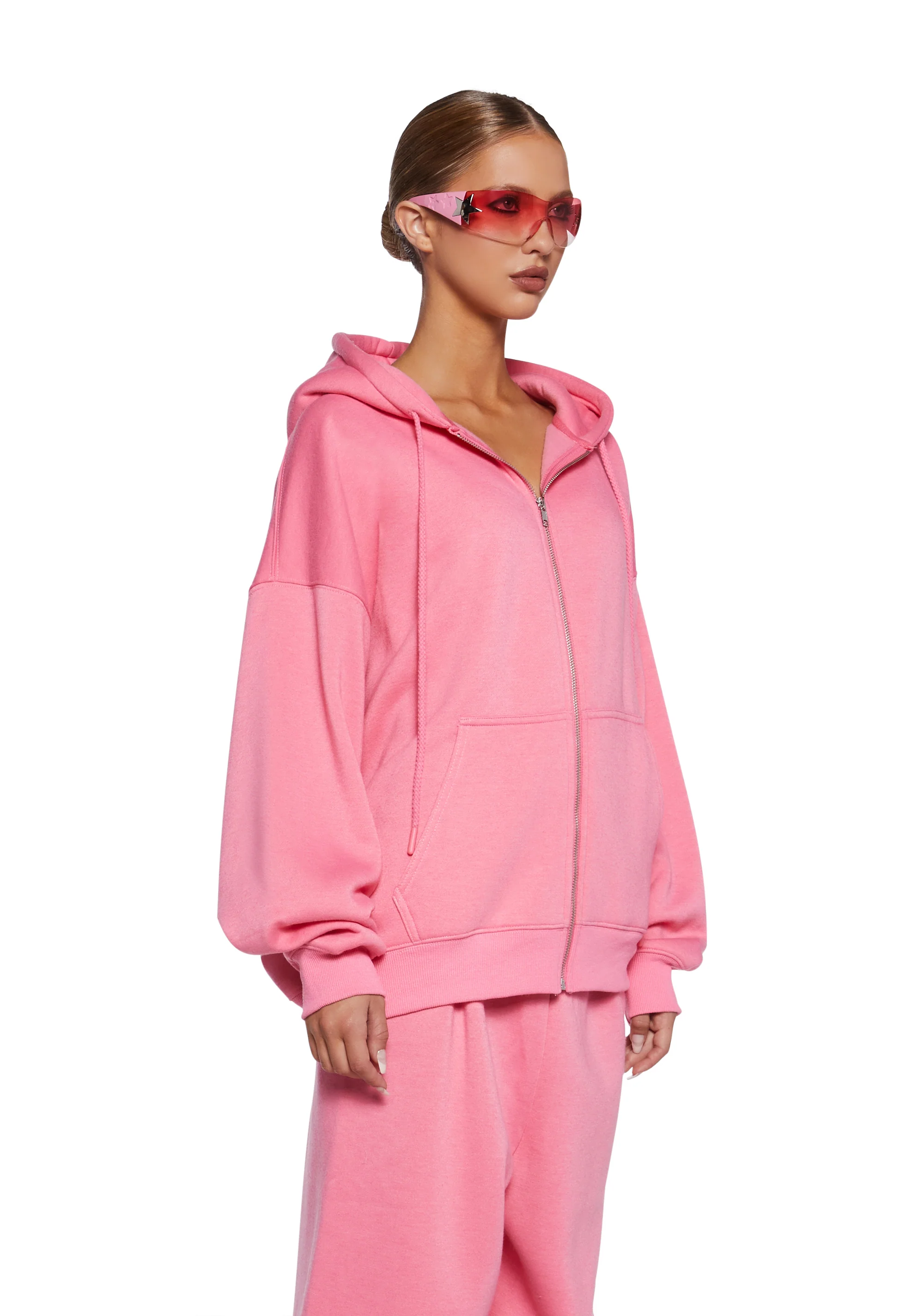 Indulge Me Zip-Up Hoodie - Pink - Image 3