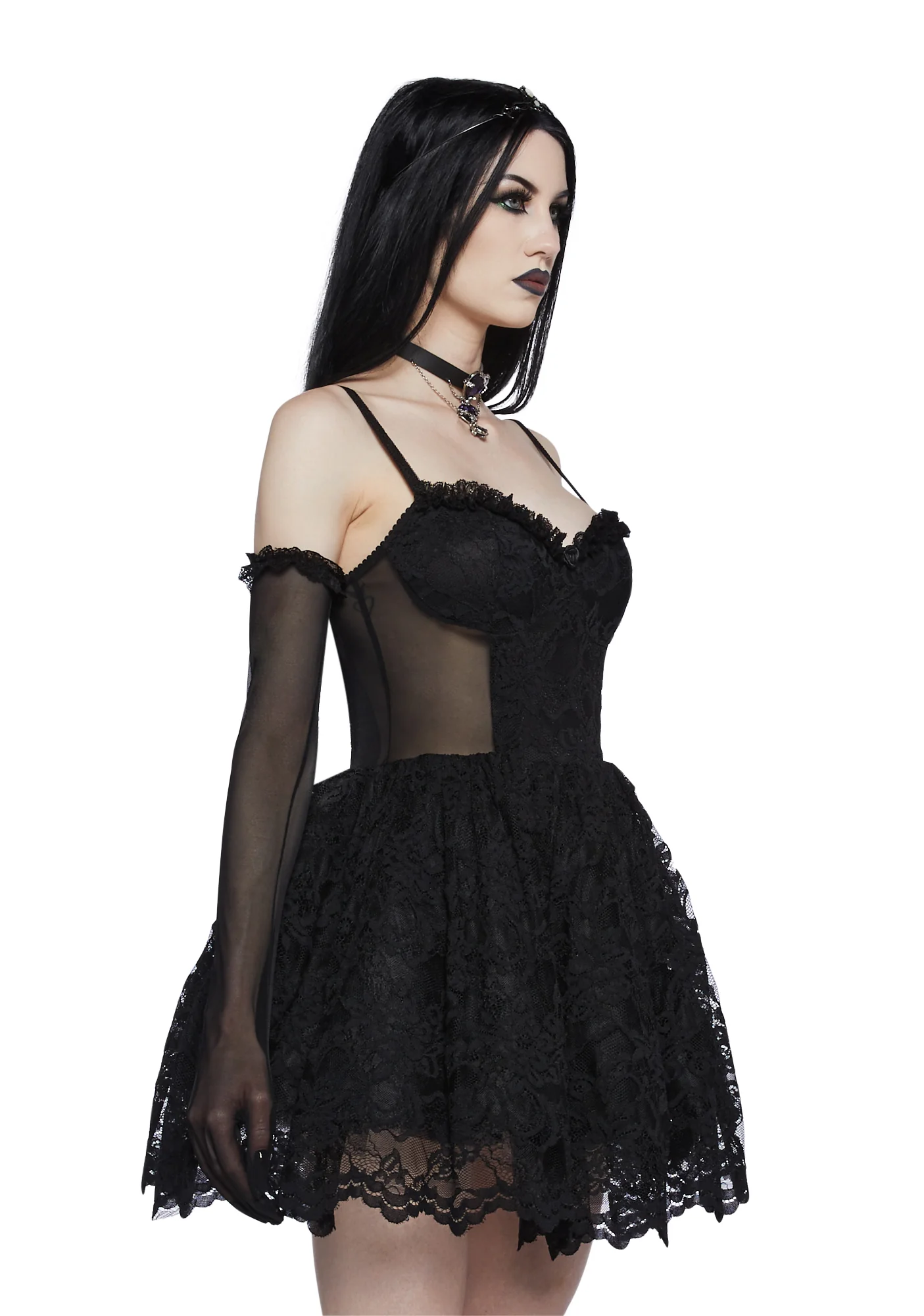 Infinite Love Mesh Dress And Gloves Set - Image 3