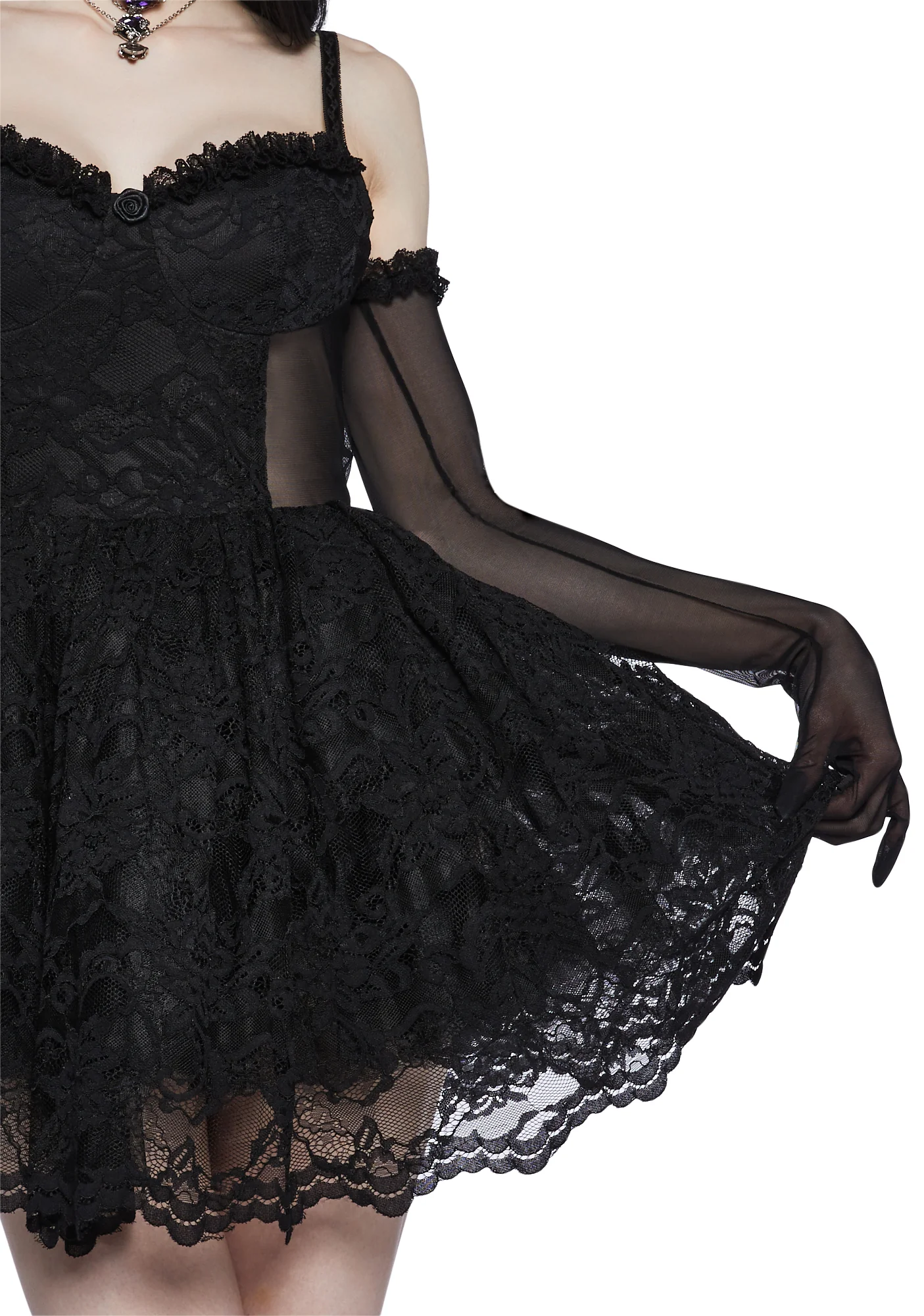 Infinite Love Mesh Dress And Gloves Set - Image 5