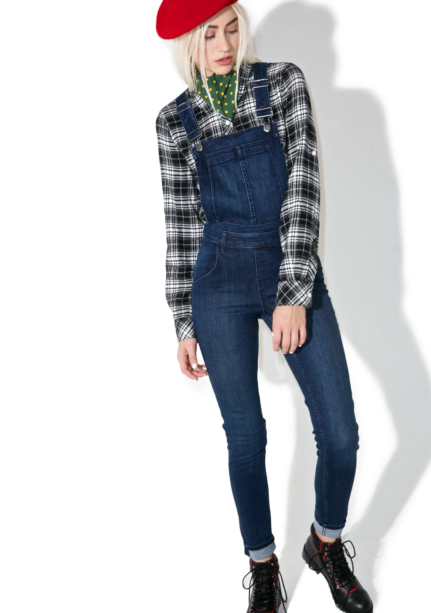 Ink Blue Skinny Dungarees - Image 3