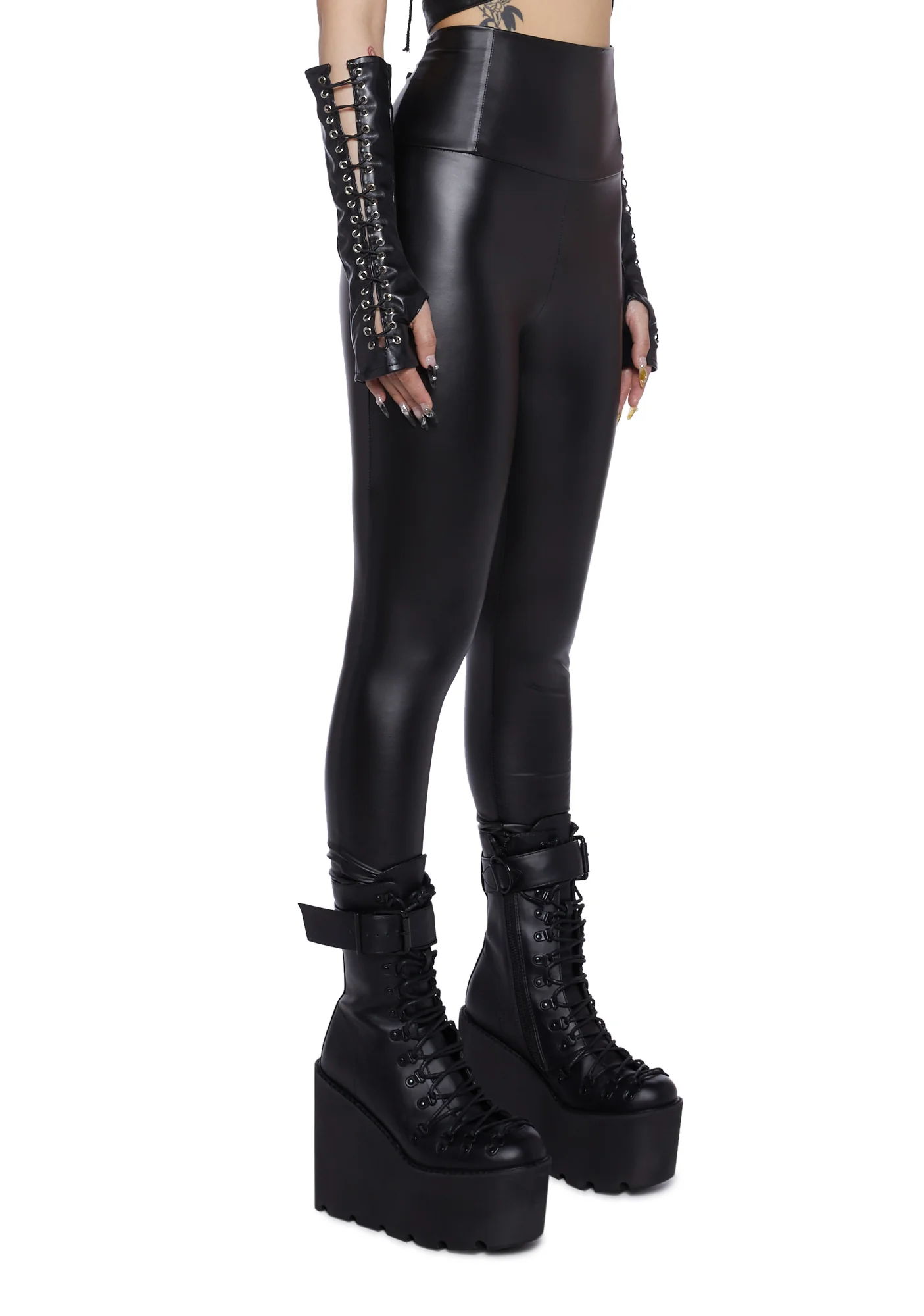 Inner Chaos Vegan Leather Leggings - Image 3