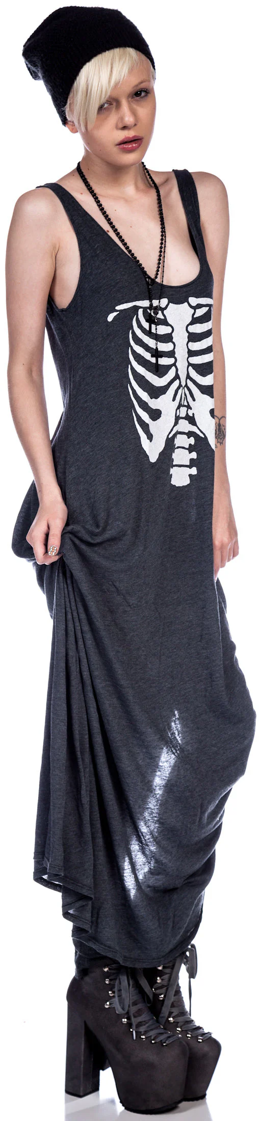 Inside Out Grunge Maxi Dress - Black - Image 9
