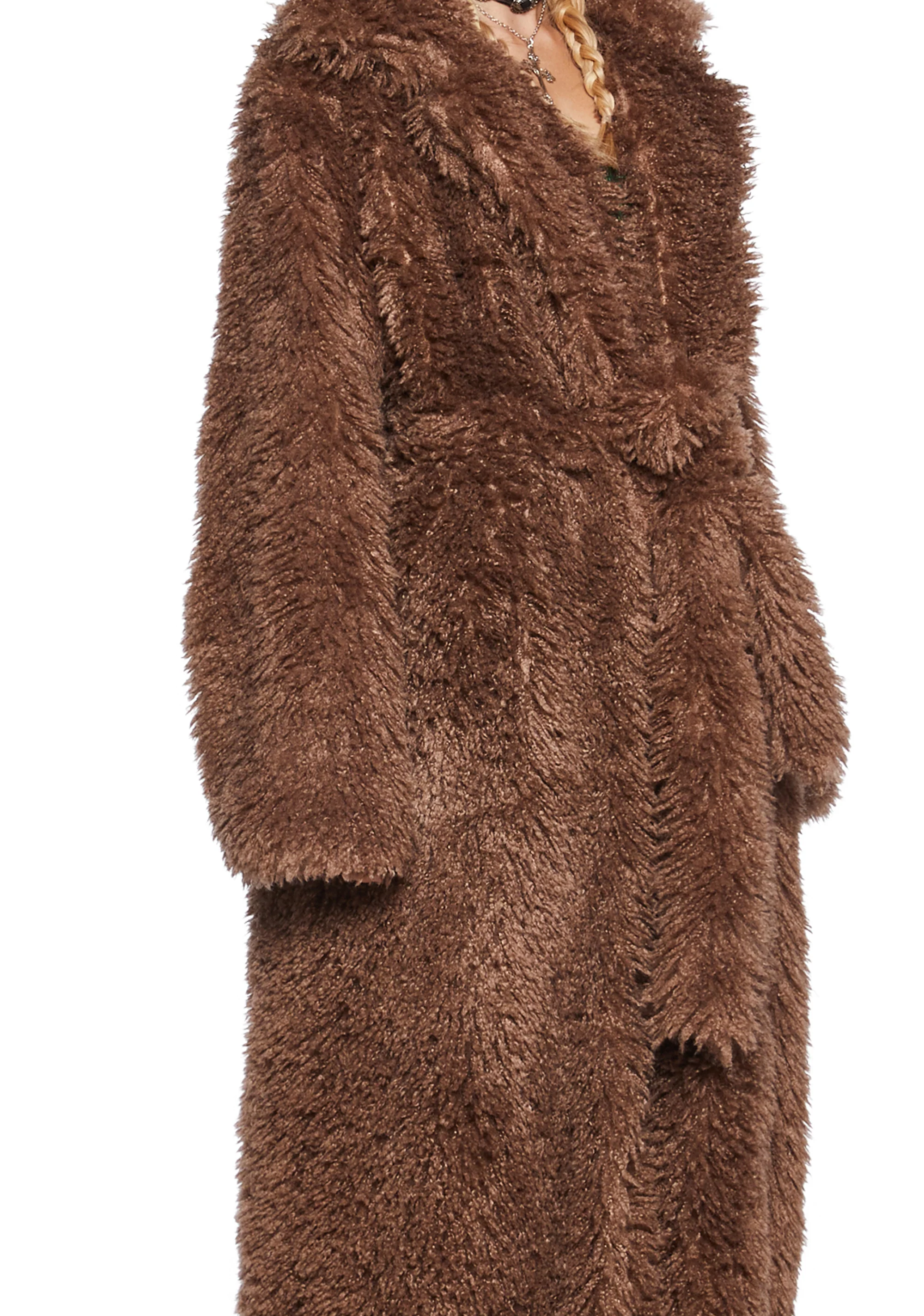 It’s All Happening Faux Fur Coat - Brown - Image 2