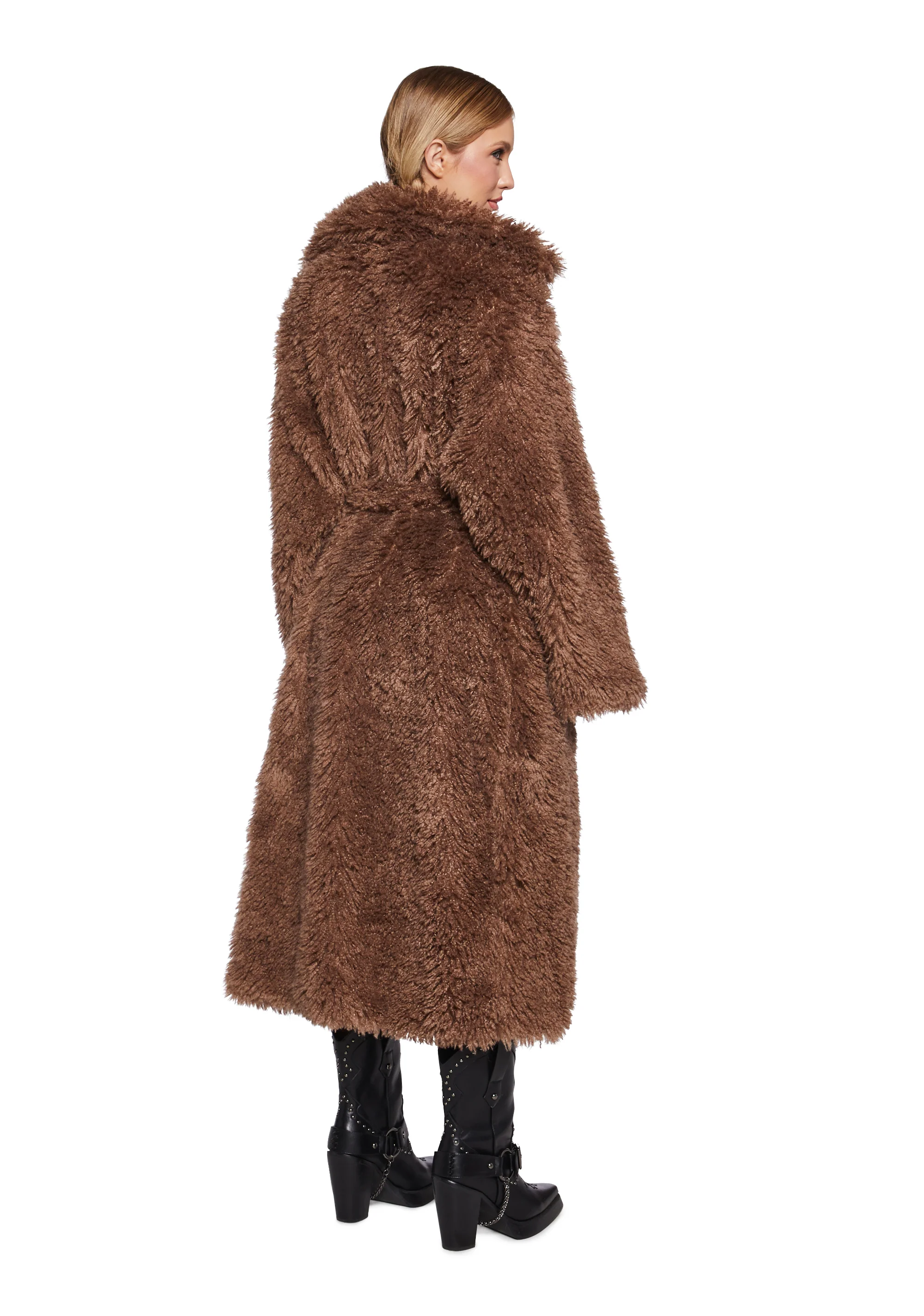 It’s All Happening Faux Fur Coat - Brown - Image 4