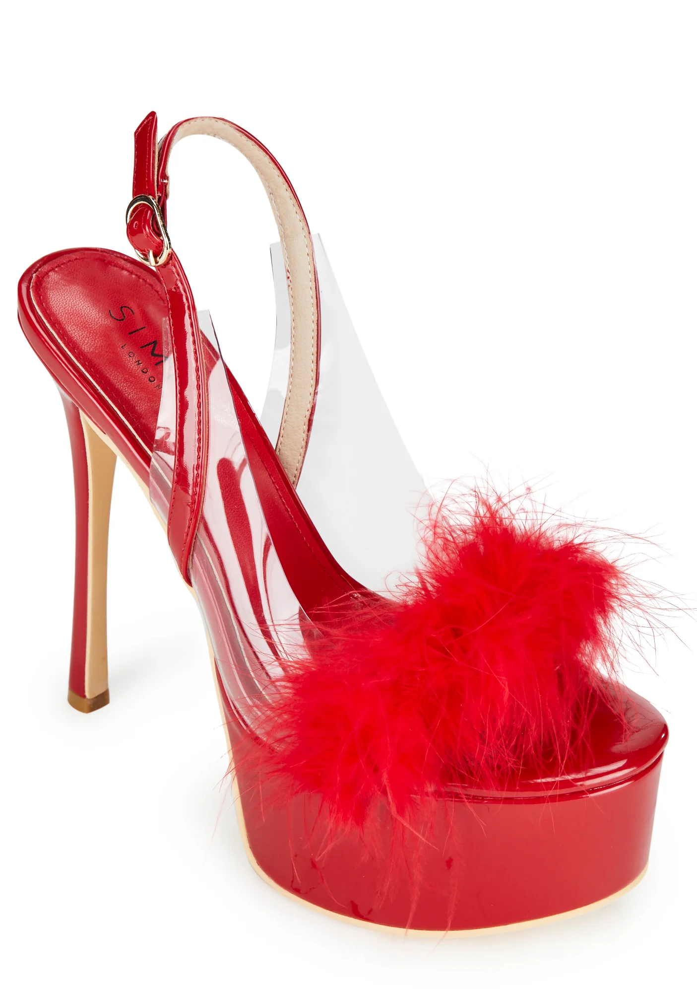 Ivette Fluffy Heels - Red - Image 2