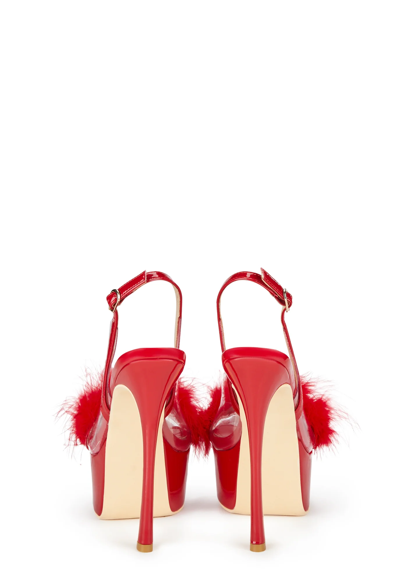 Ivette Fluffy Heels - Red - Image 4