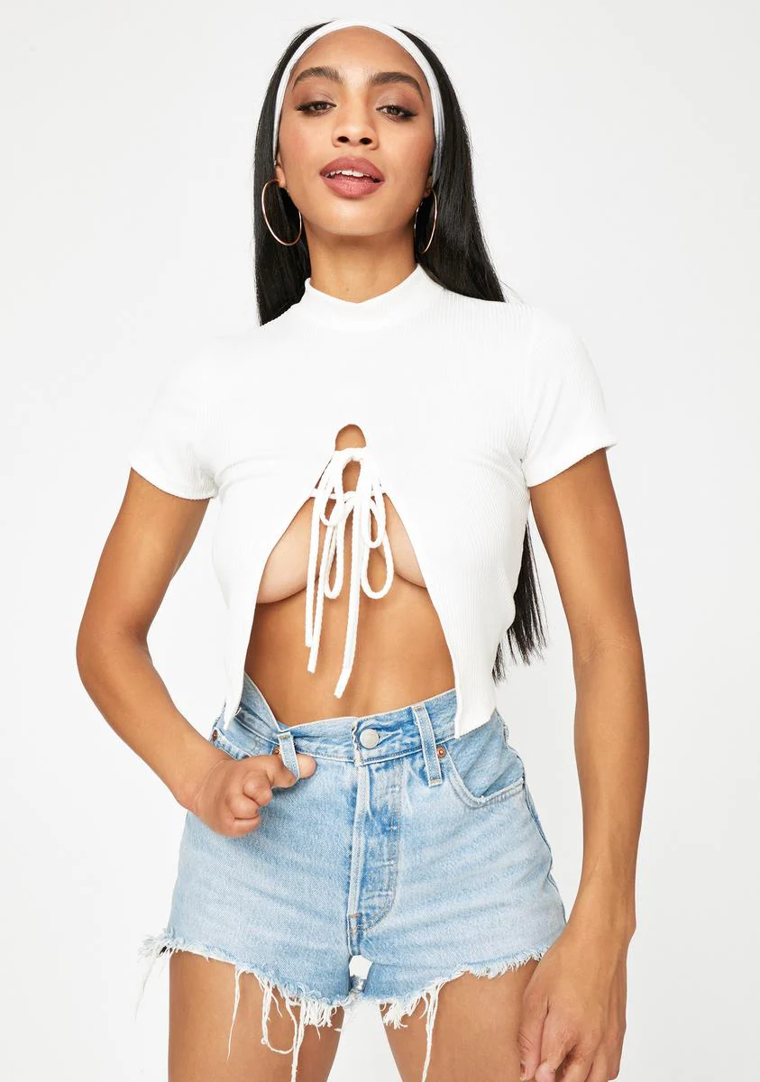 Ivory Could've Been U Front Tie Crop Tee - Image 2