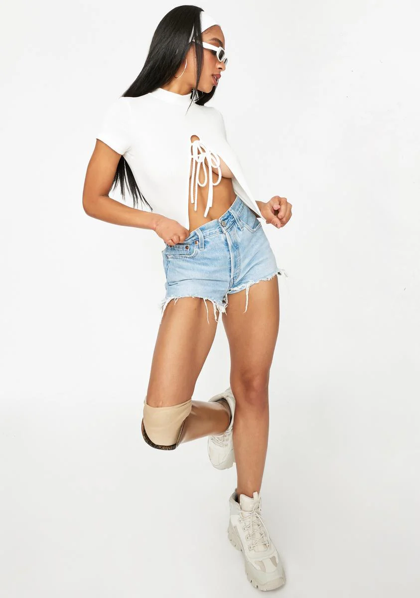 Ivory Could've Been U Front Tie Crop Tee - Image 3