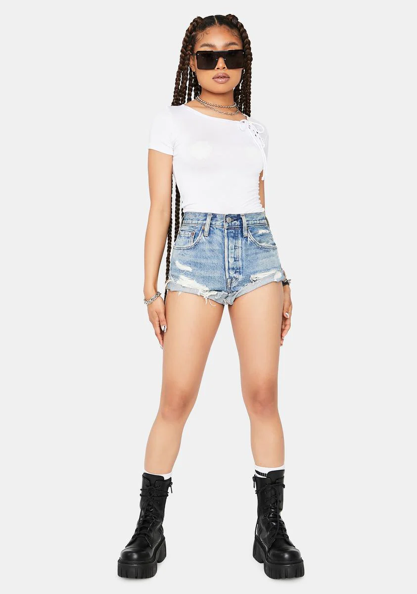 Ivory Fake Friends Lace Up Crop Tee - Image 3