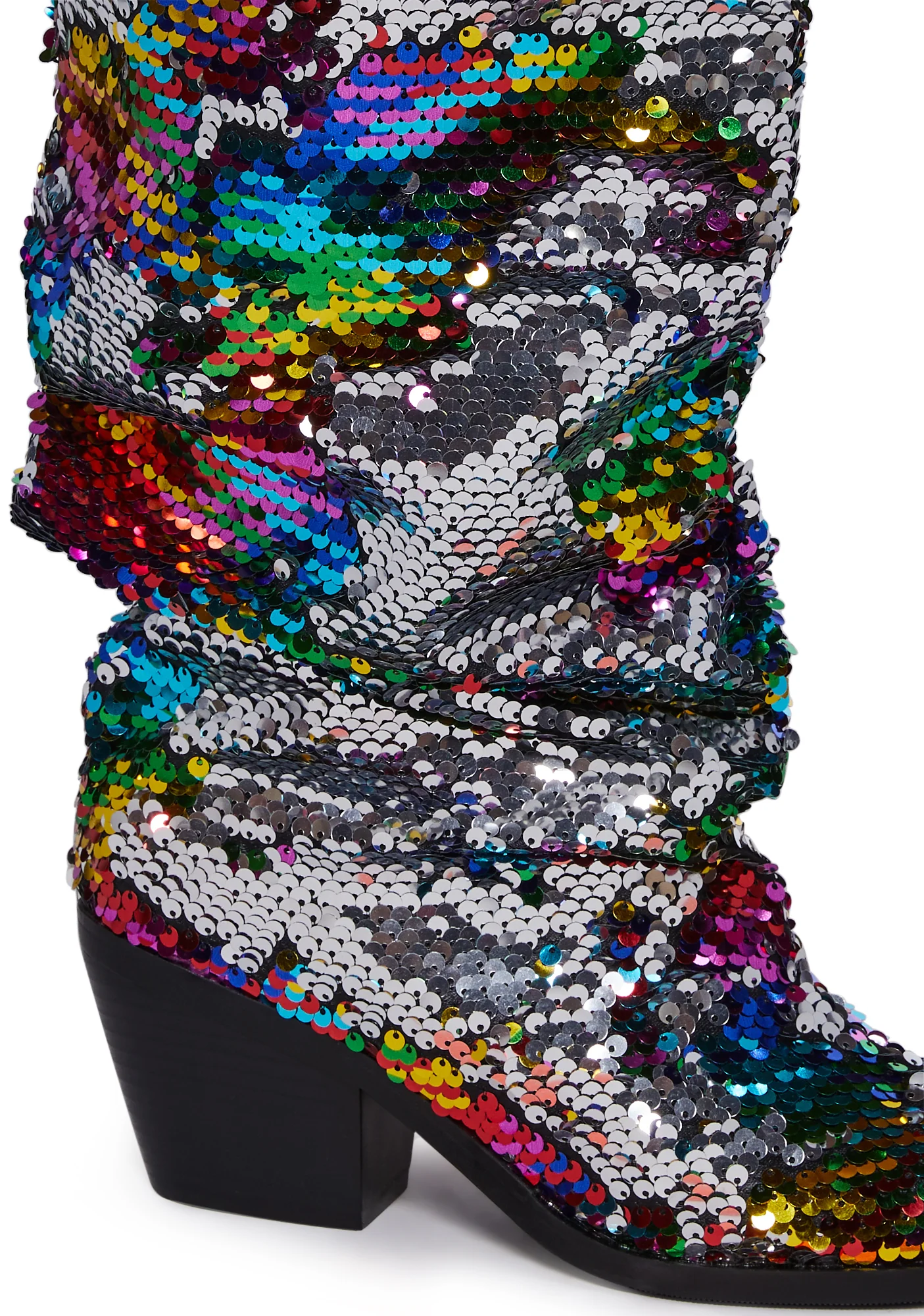 Jadie Sequin Cowboy Boots - Rainbow - Image 2