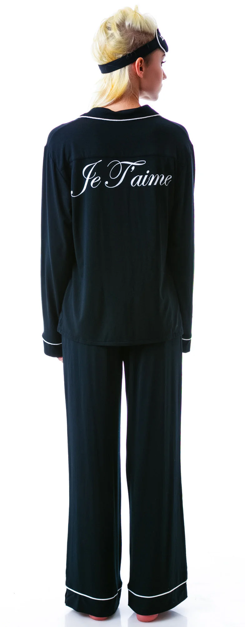 Je T'aime Classic PJ Set - Black - Image 11