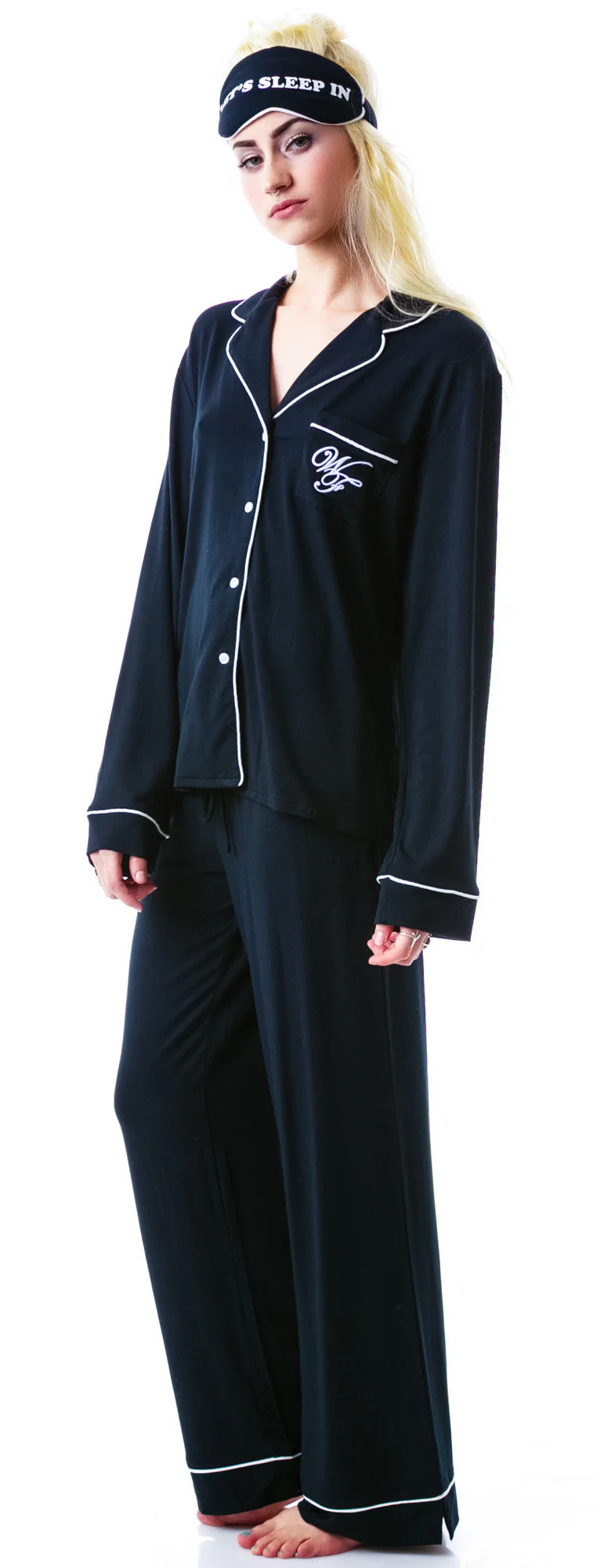 Je T'aime Classic PJ Set - Black - Image 8