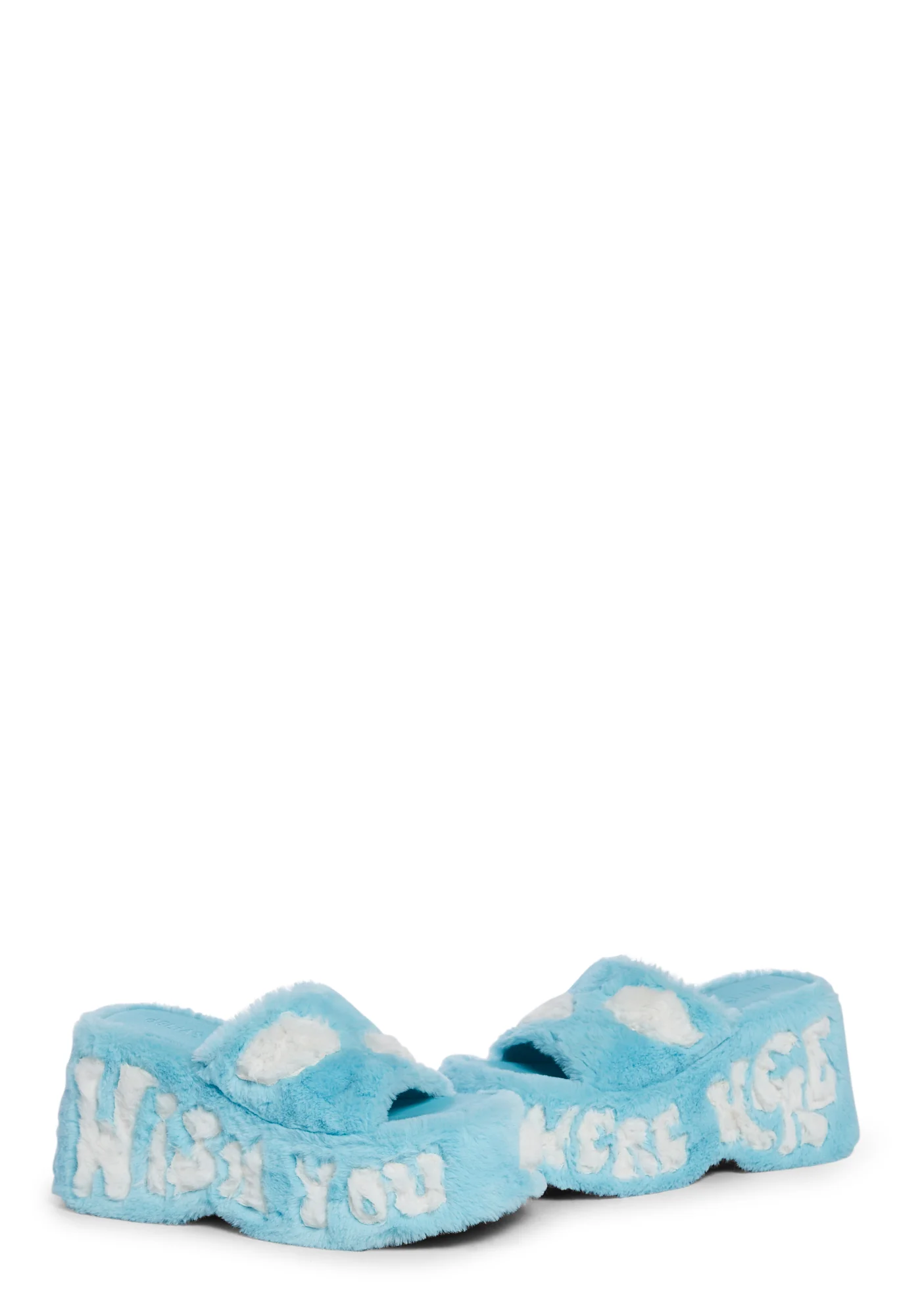 Jetset Jealousy Faux Fur Platform Sandals- Blue - Image 2