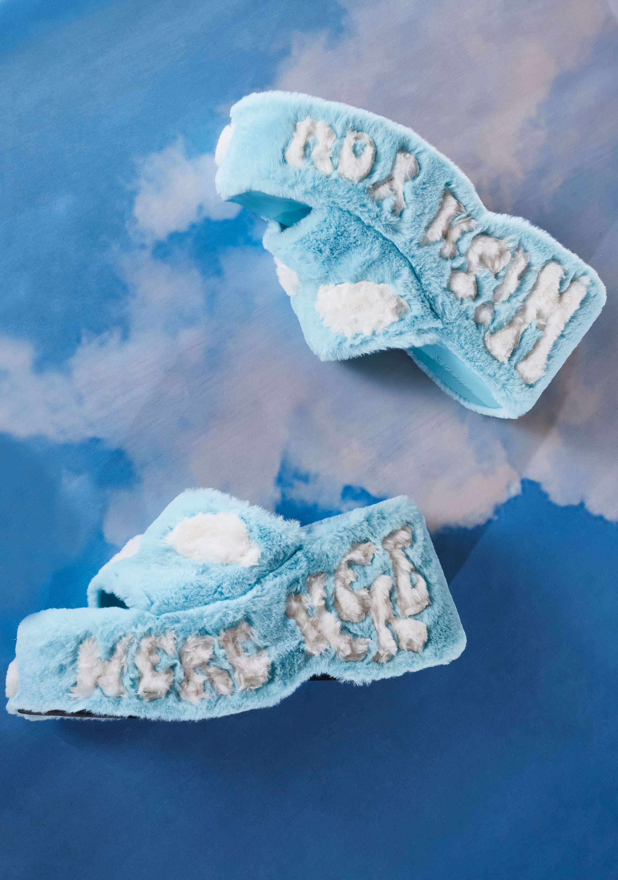 Jetset Jealousy Faux Fur Platform Sandals- Blue - Image 5