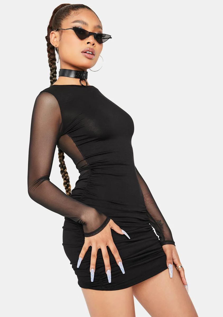 Just For Show Sheer Back Mini Dress - Image 2