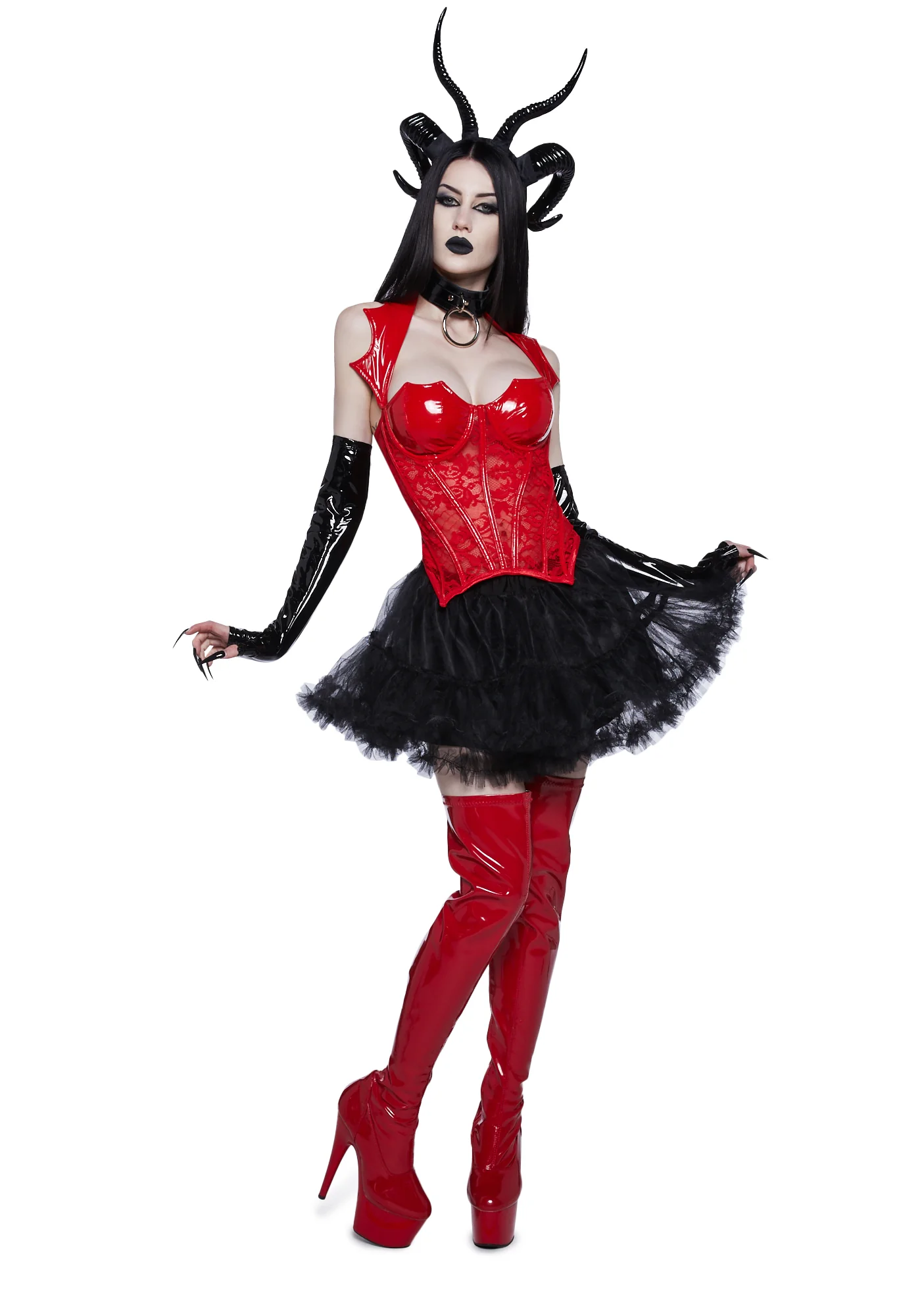 Just Wingin' It Vampy Corset - Red - Image 2