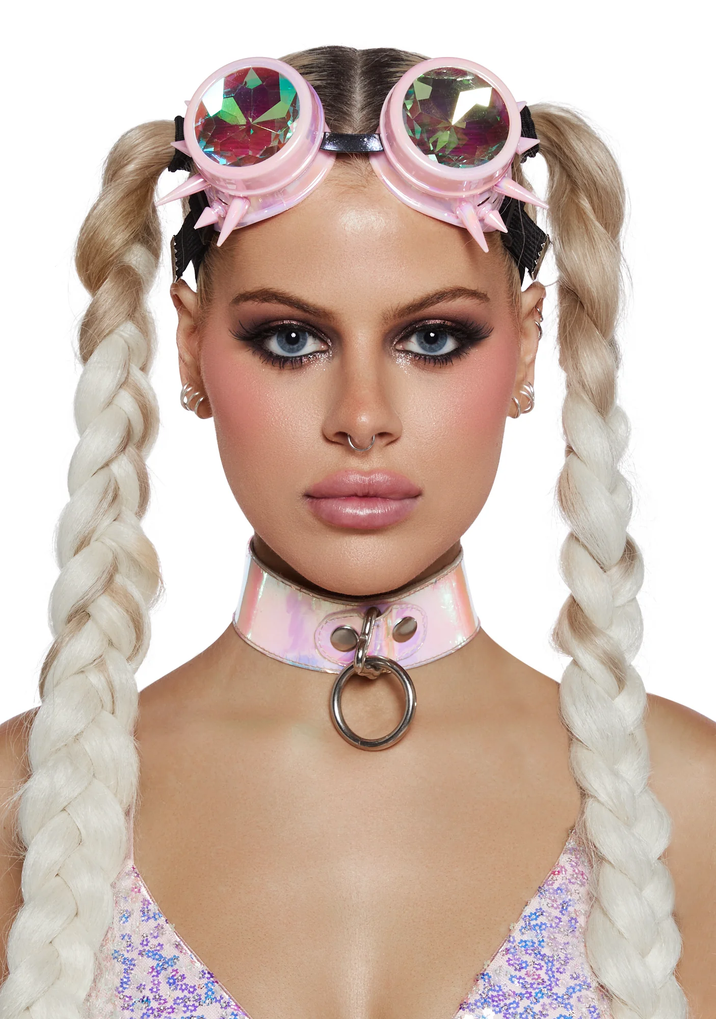 Kaleidoscope Eyes Spiked Goggles - Light Pink - Image 2