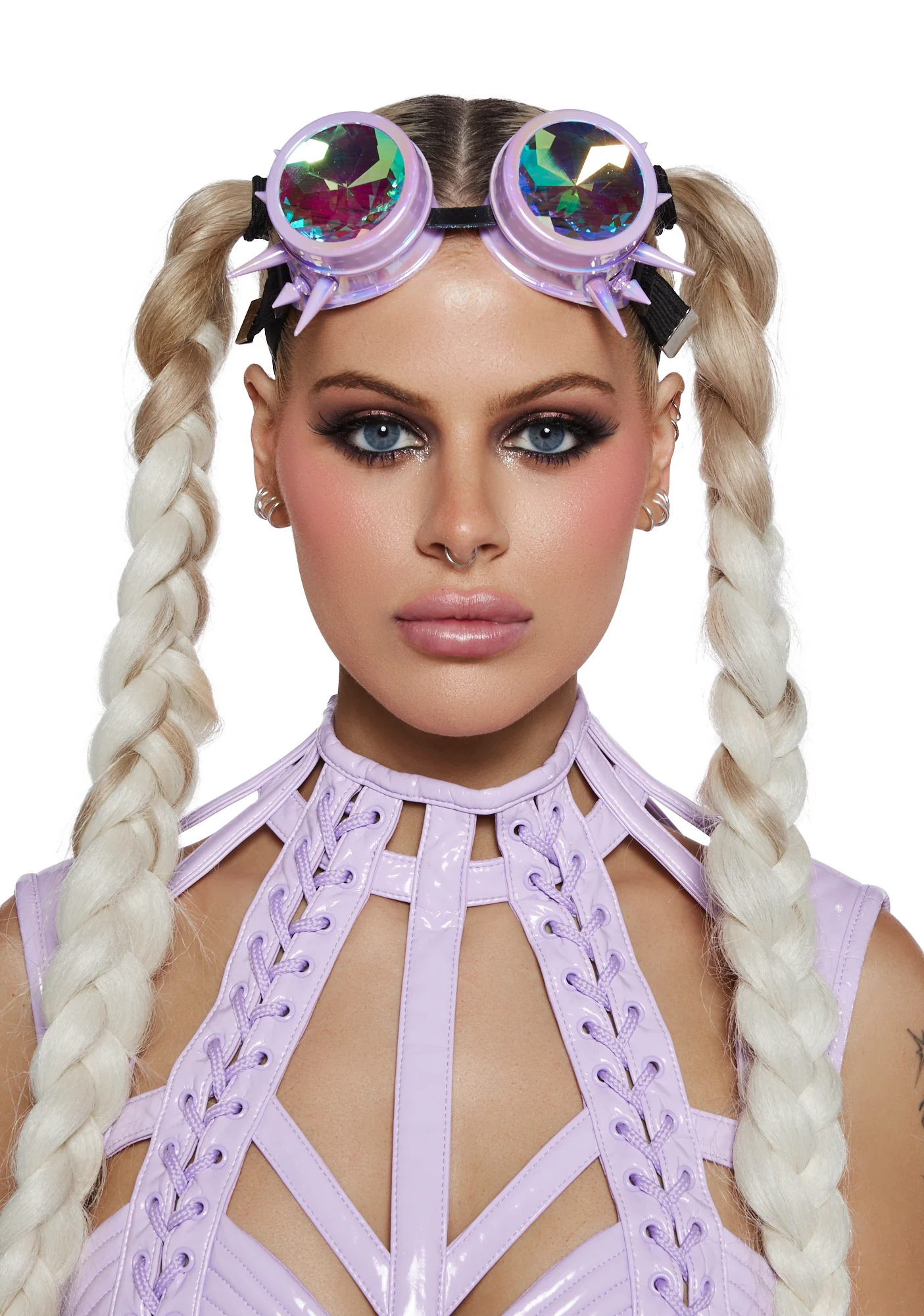 Kaleidoscope Eyes Spiked Goggles - Light Purple - Image 2